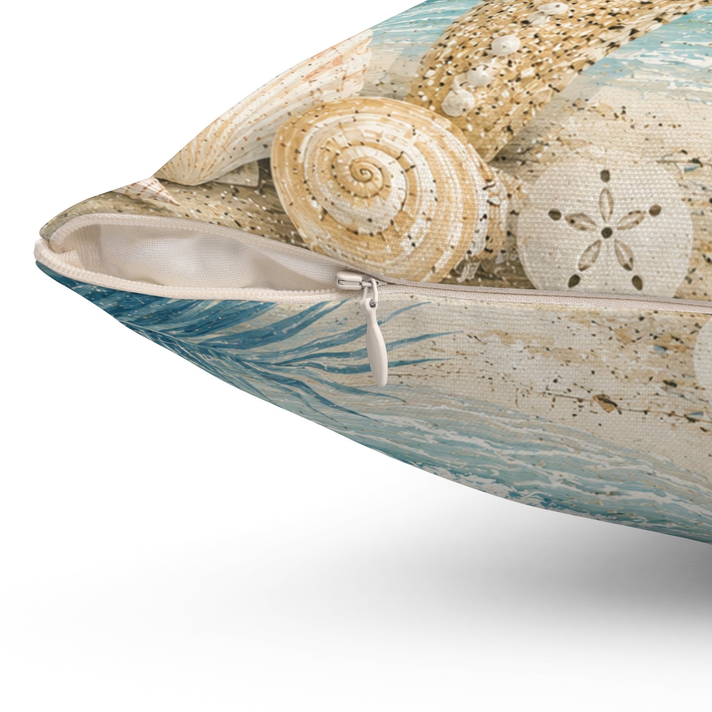 Blue Beach Spun Polyester Square Pillow