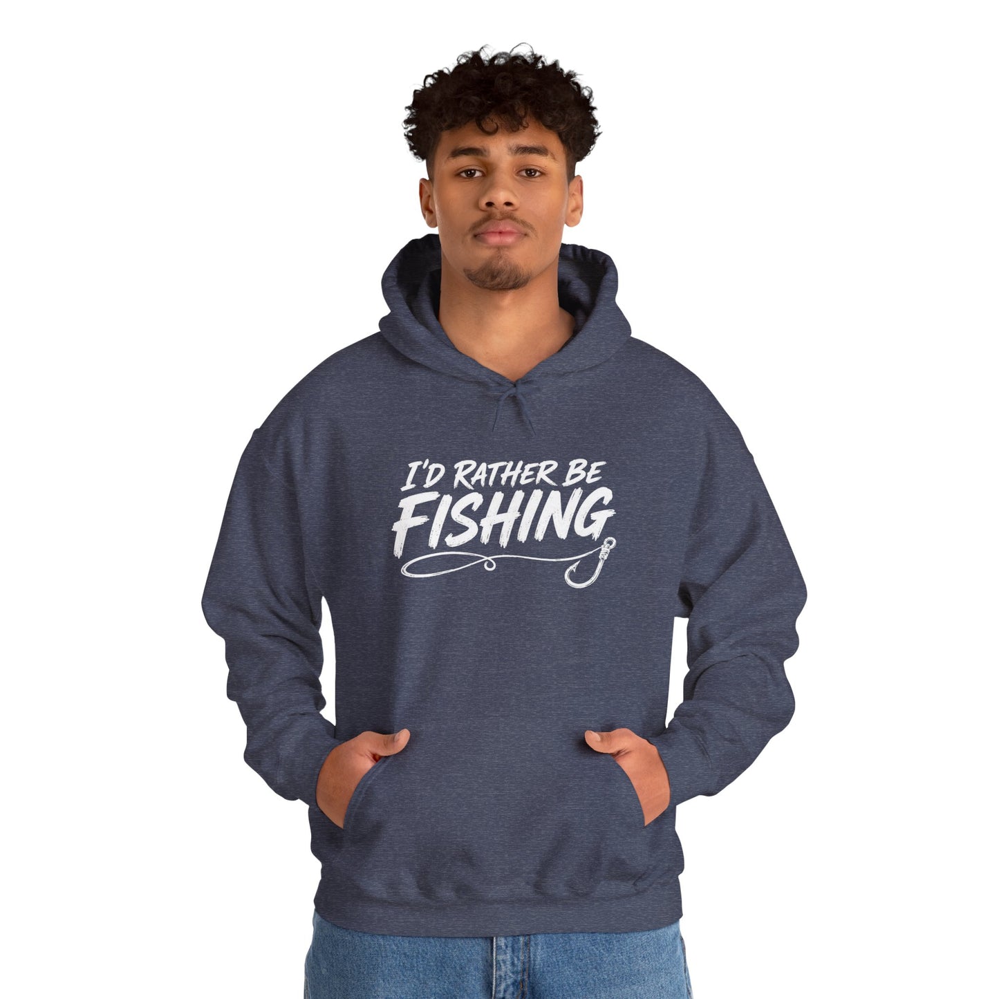 Fishing Hoodie – "I'd Rather Be Fishing" Graphic Pullover for Anglers
