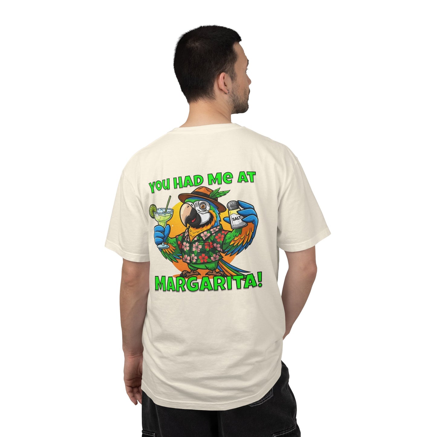 You Had Me at Margarita T-Shirt — Tropical Parrot Cocktail Tee