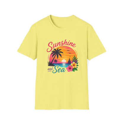 Sunshine and Sea T-Shirt — Tropical Palm Beach Sunset Tee