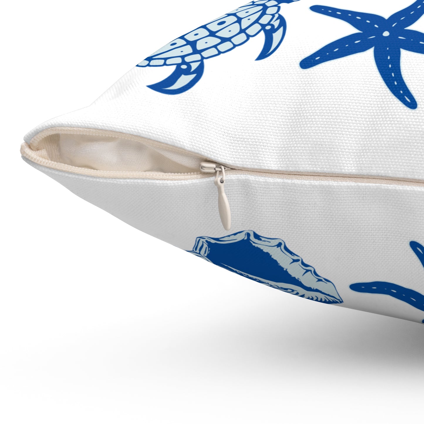 Blue Beach Spun Polyester Square Pillow - Caribbean Rays