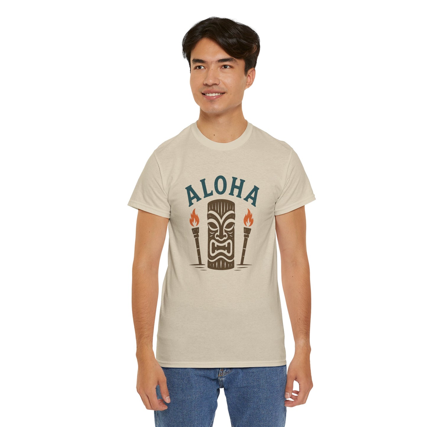 Aloha Tiki Tribal Tee with Torches- Tiki T-Shirt