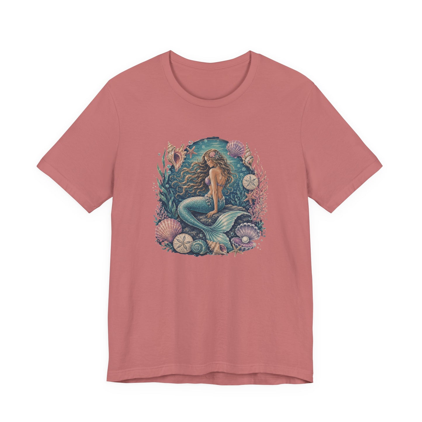 Mermaid Beach Graphic Tee - Vintage Ocean Illustration T-Shirt