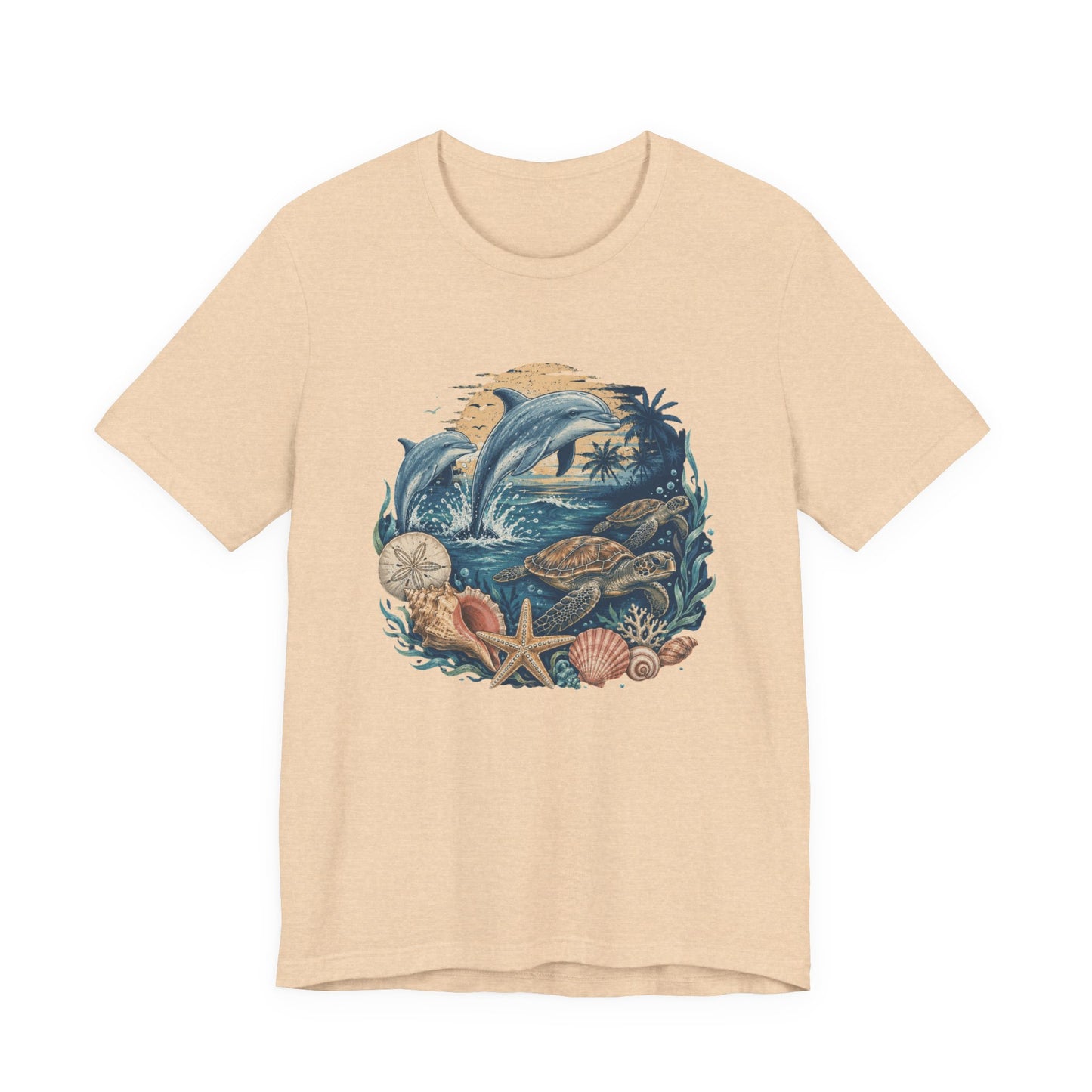 Ocean Life Tee — Vintage Dolphin & Seashell Beach Shirt