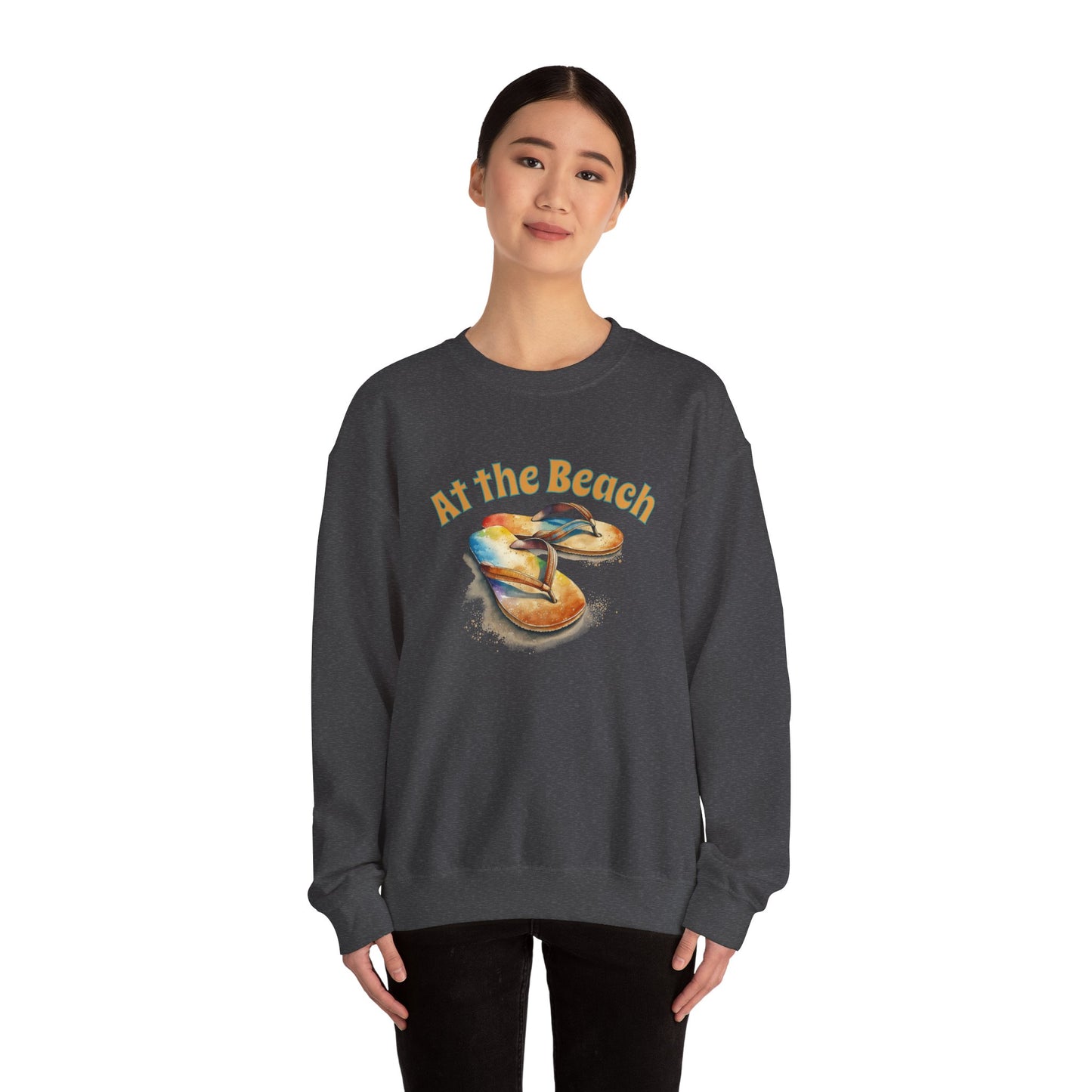 At the Beach Flip Flop Unisex Sweatshirt - "At the Beach" Flip Flop Design