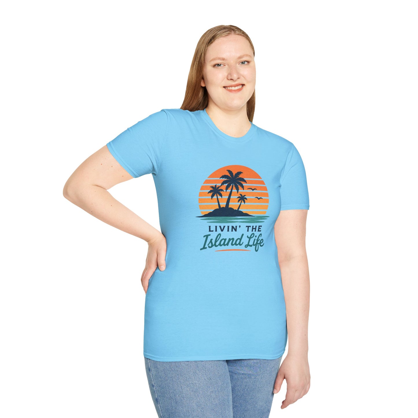 Island Life T-Shirt — "Livin' The Island Life" Retro Palm Sunset Tee