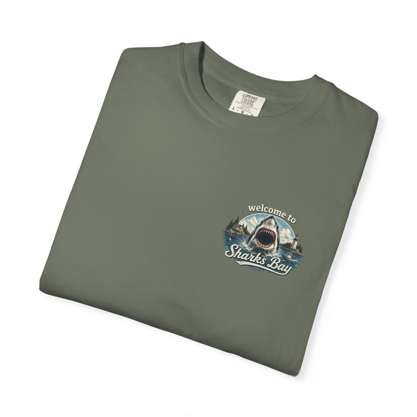 Sharks Bay T-Shirt — "Welcome to Sharks Bay" Vintage Shark Graphic Tee