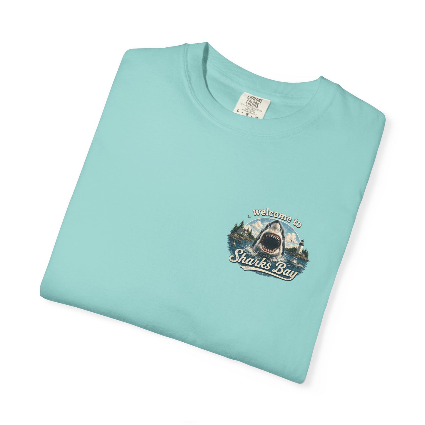 Sharks Bay T-Shirt — "Welcome to Sharks Bay" Vintage Shark Graphic Tee