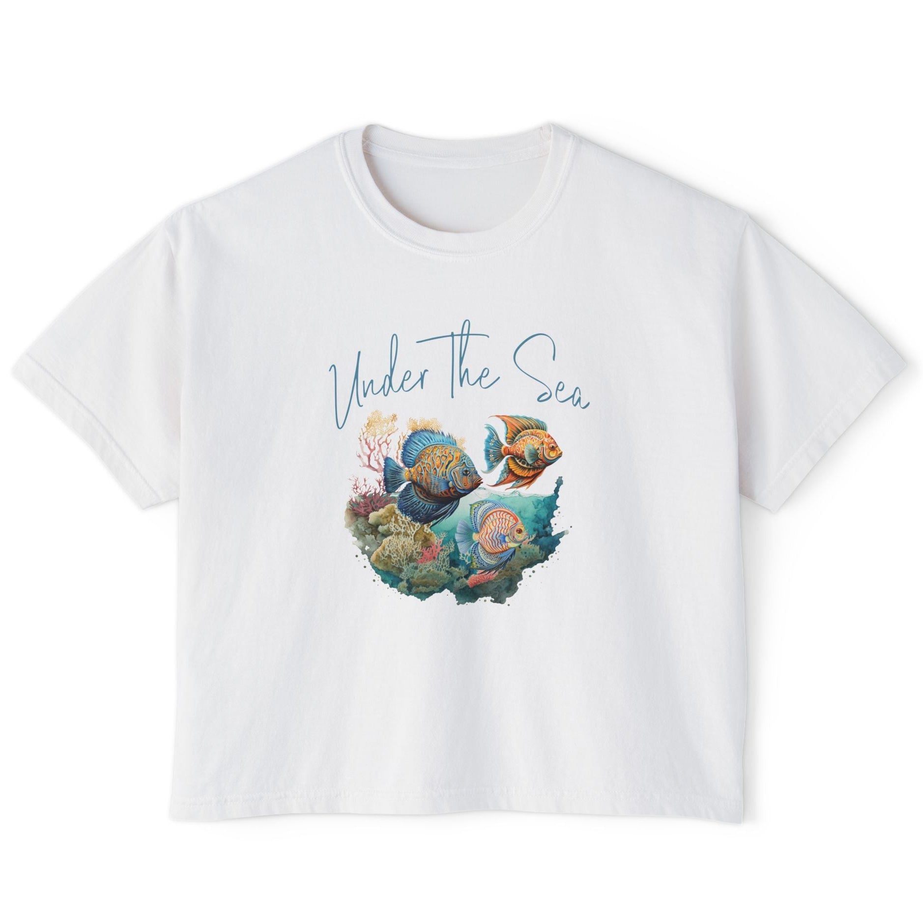 Under the Sea Boxy Tee — Women's Marine Life Graphic T‑Shirt at Caribbean Rays