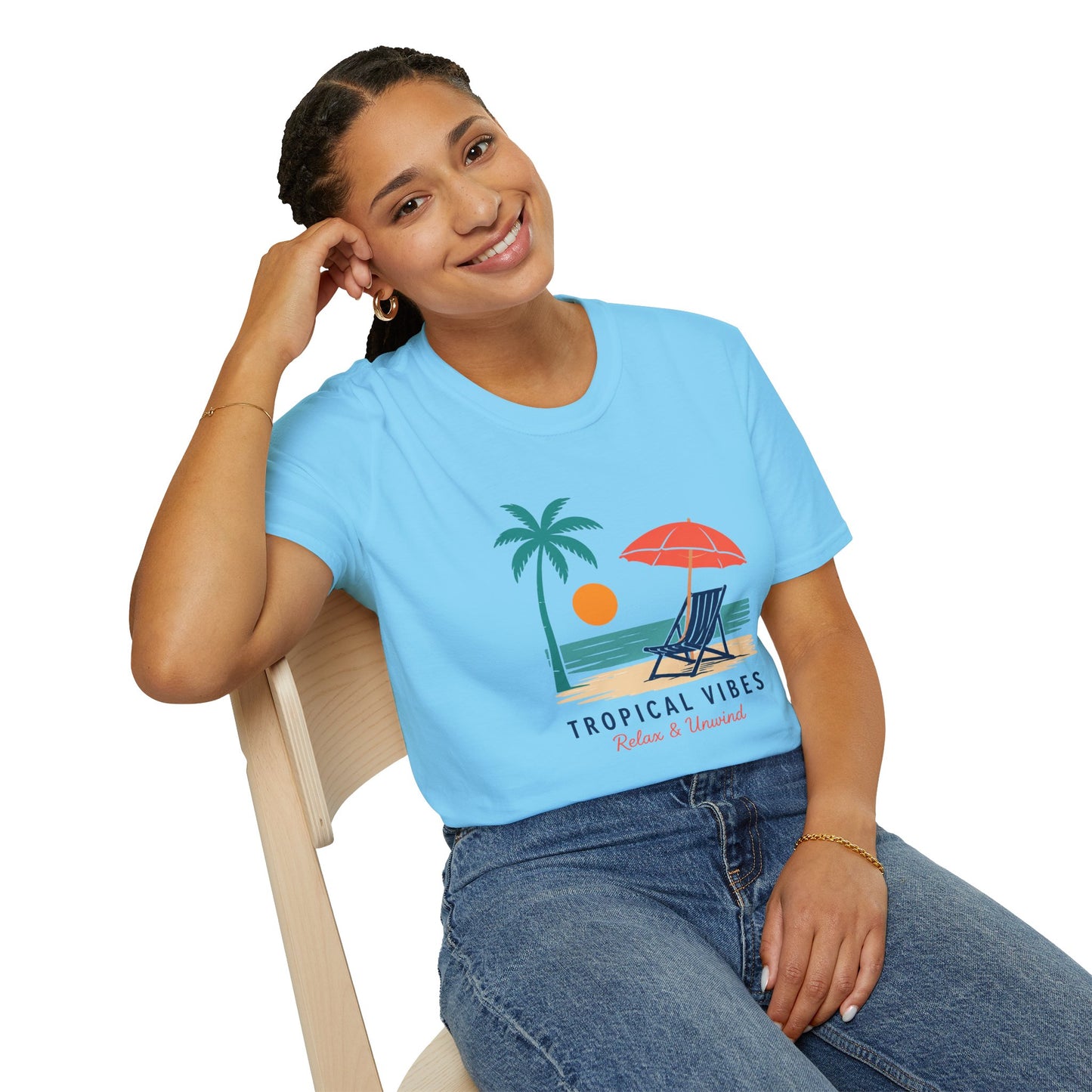 Tropical Vibes Beach Scene Tee (Relax & Unwind)