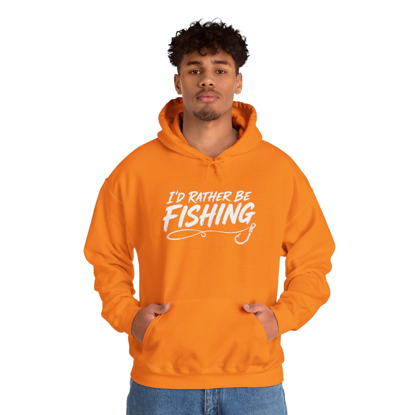 Fishing Hoodie – "I'd Rather Be Fishing" Graphic Pullover for Anglers