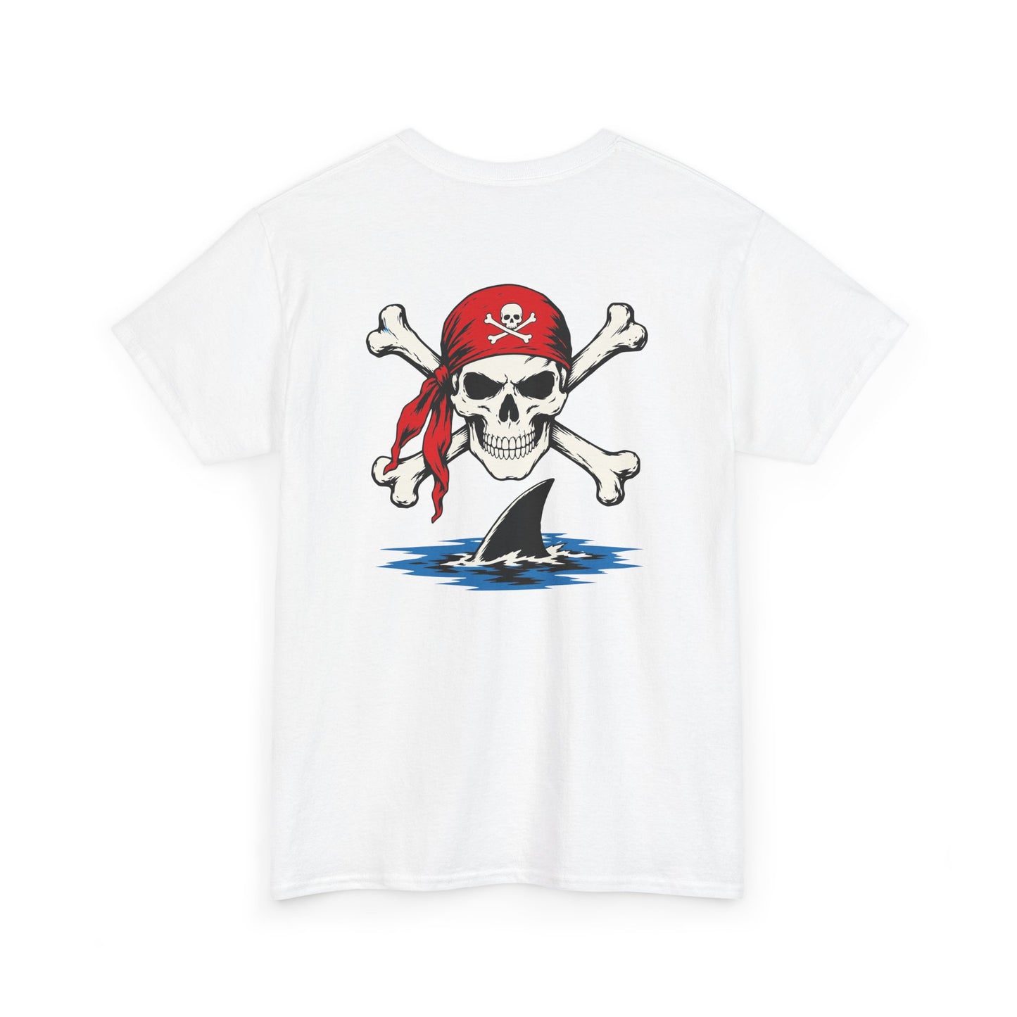 Pirate Skull & Shark Fin T-Shirt — Nautical Skull Crossbones Tee