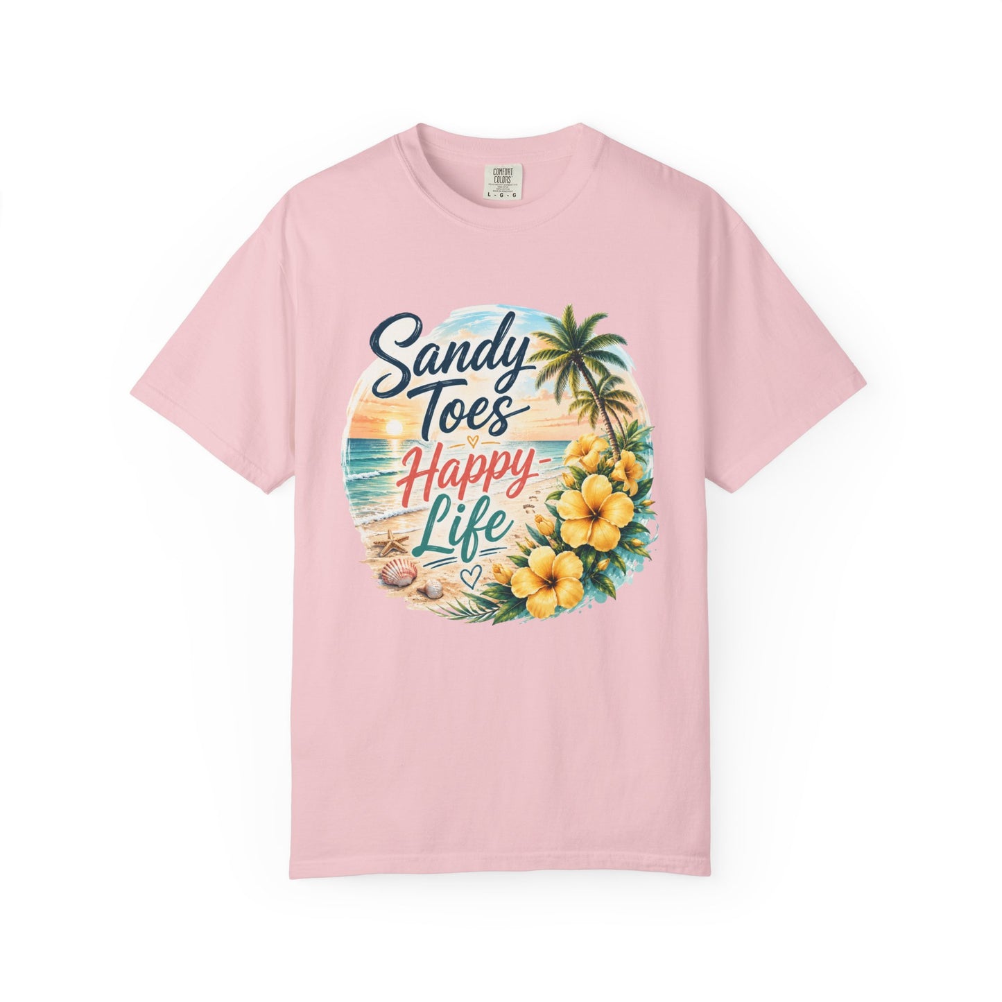 Sandy Toes Happy Life T-Shirt — Tropical Beach Vacation Tee