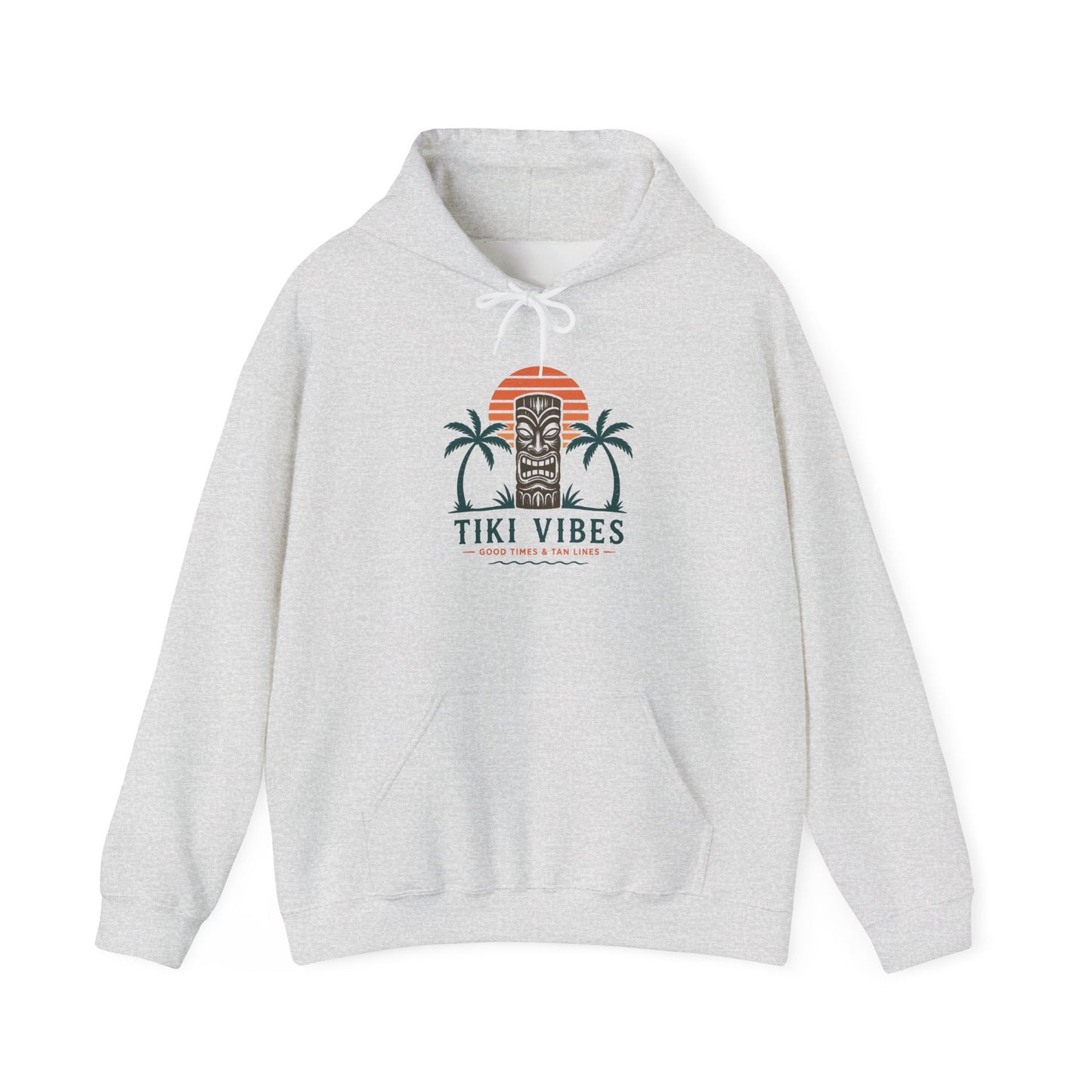 Beige hoodie with a logo on the chest against a white background