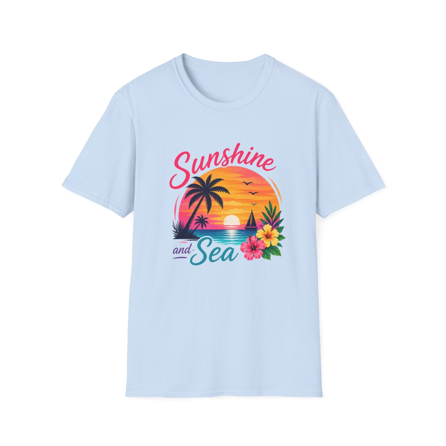 Sunshine and Sea T-Shirt — Tropical Palm Beach Sunset Tee
