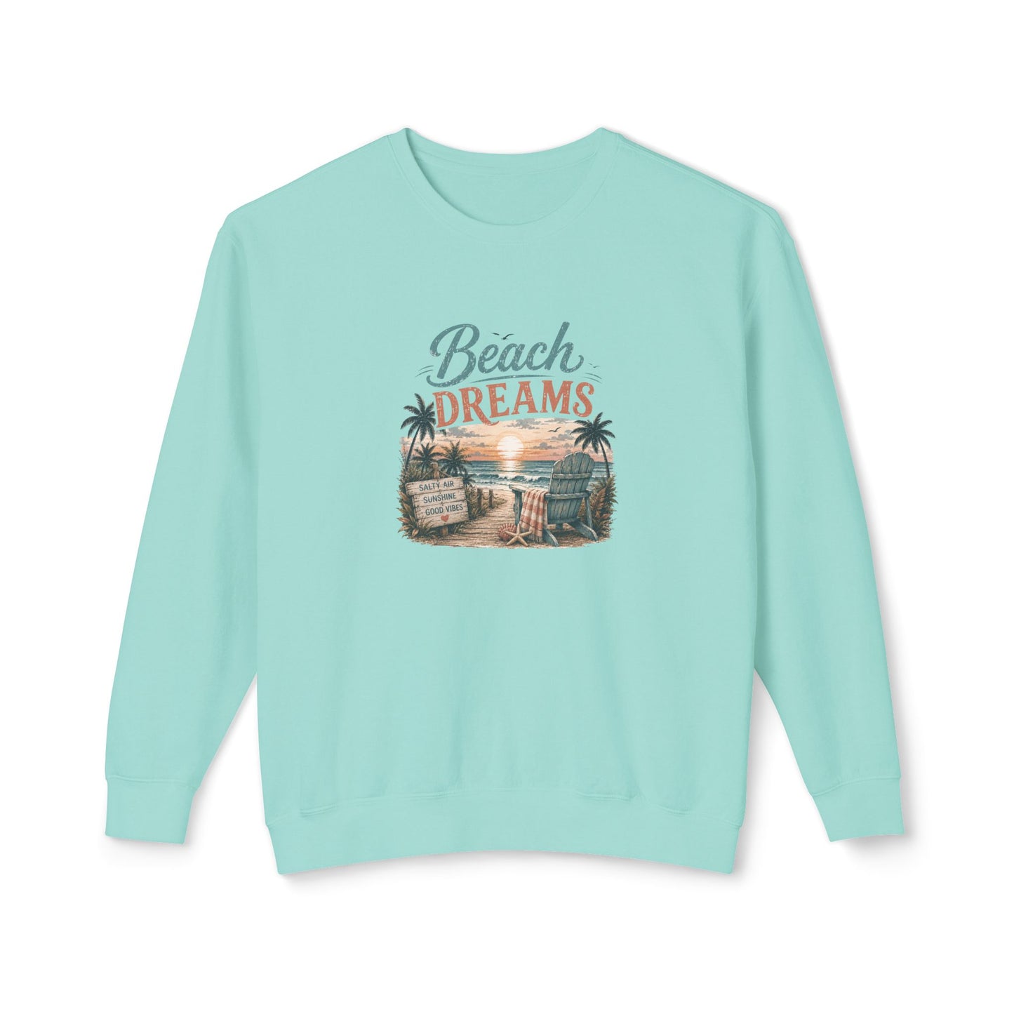 Beach Dreams Crewneck Sweatshirt — Vintage Coastal Sunset Graphic