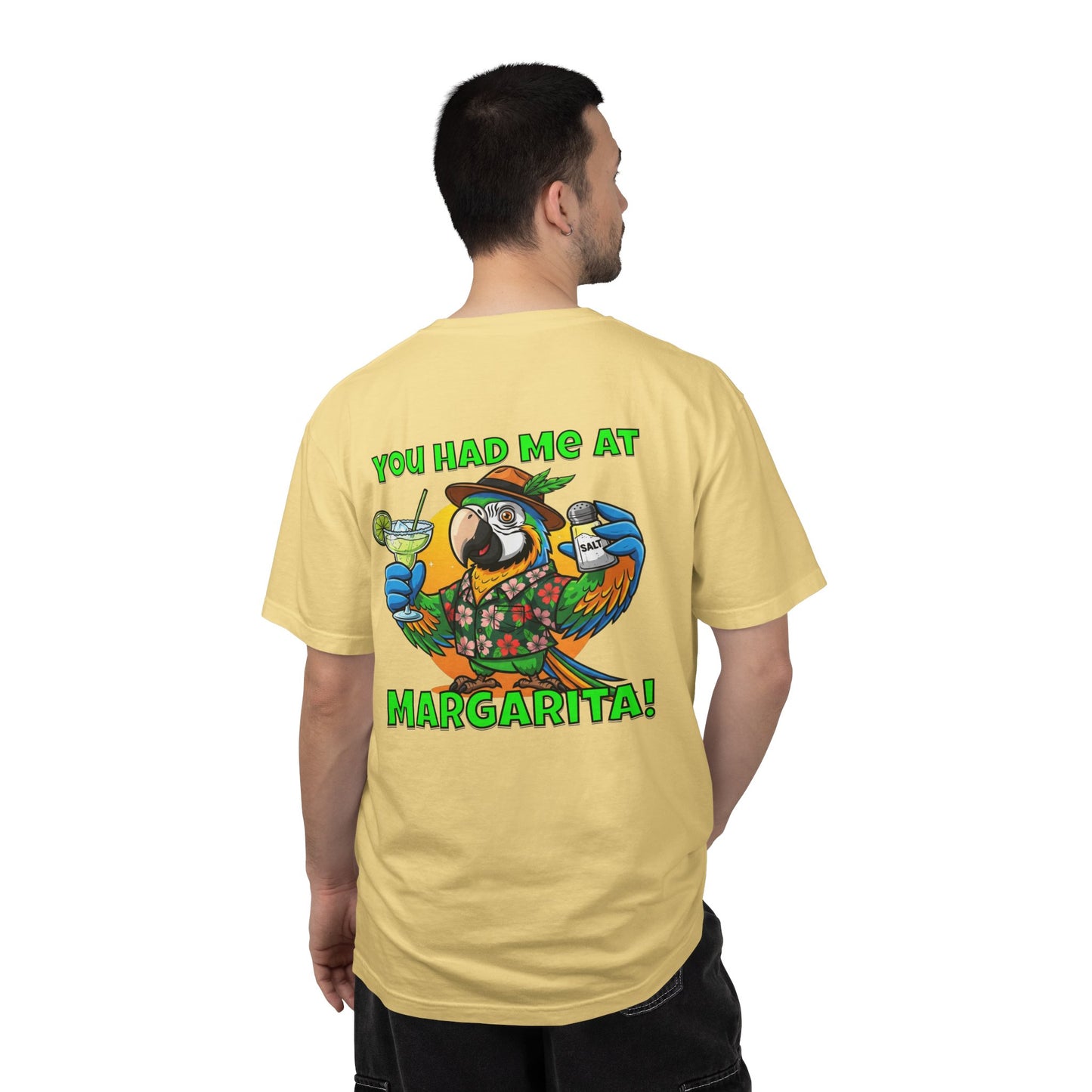 You Had Me at Margarita T-Shirt — Tropical Parrot Cocktail Tee