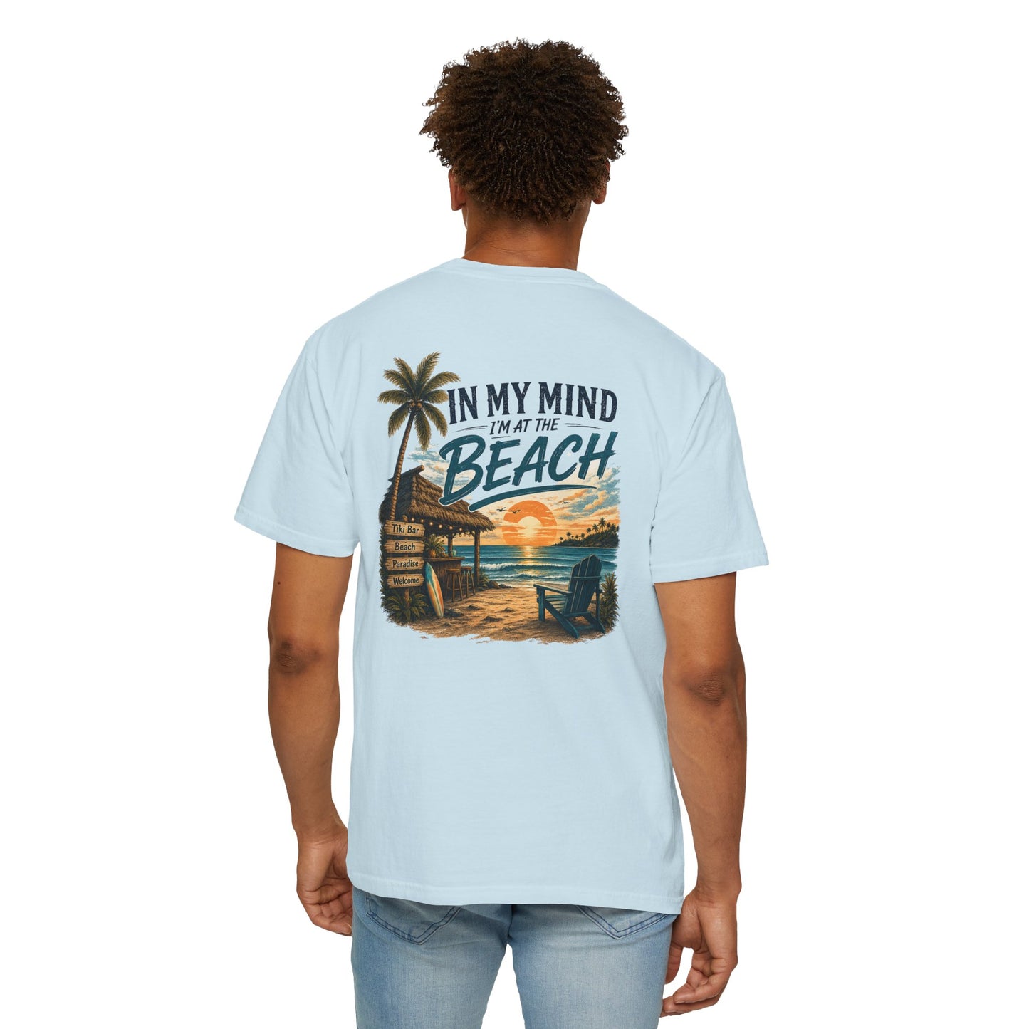Beach Sunset T-Shirt — "In My Mind I'm at the Beach" Vintage Coastal Tee