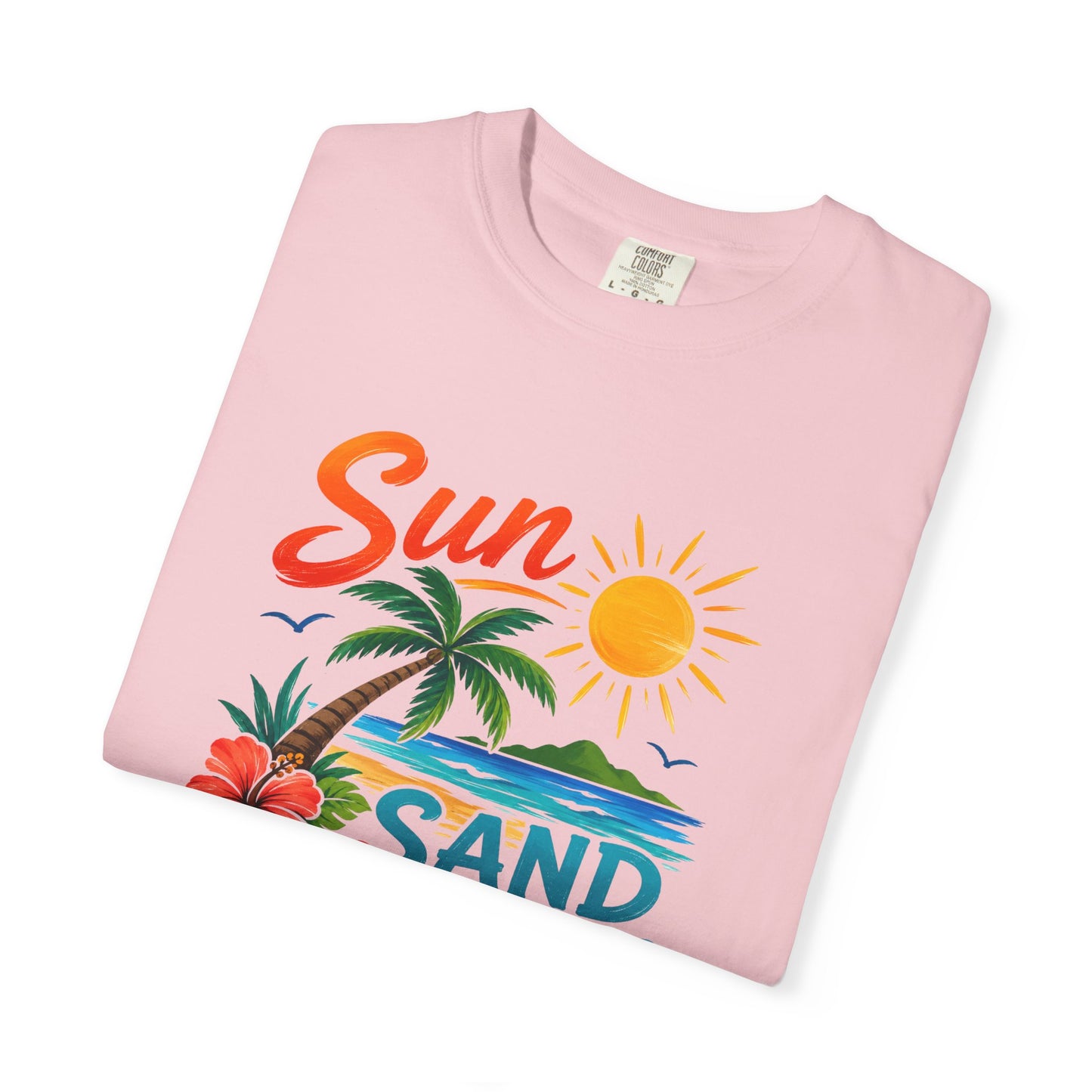 Sun, Sand & Sea T-Shirt – Tropical Beach Palm Tree Graphic Tee