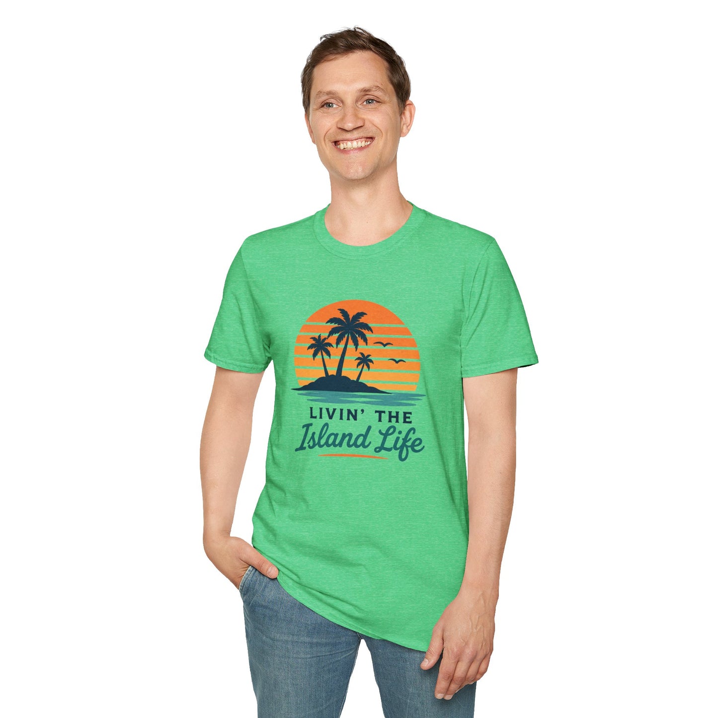 Island Life T-Shirt — "Livin' The Island Life" Retro Palm Sunset Tee