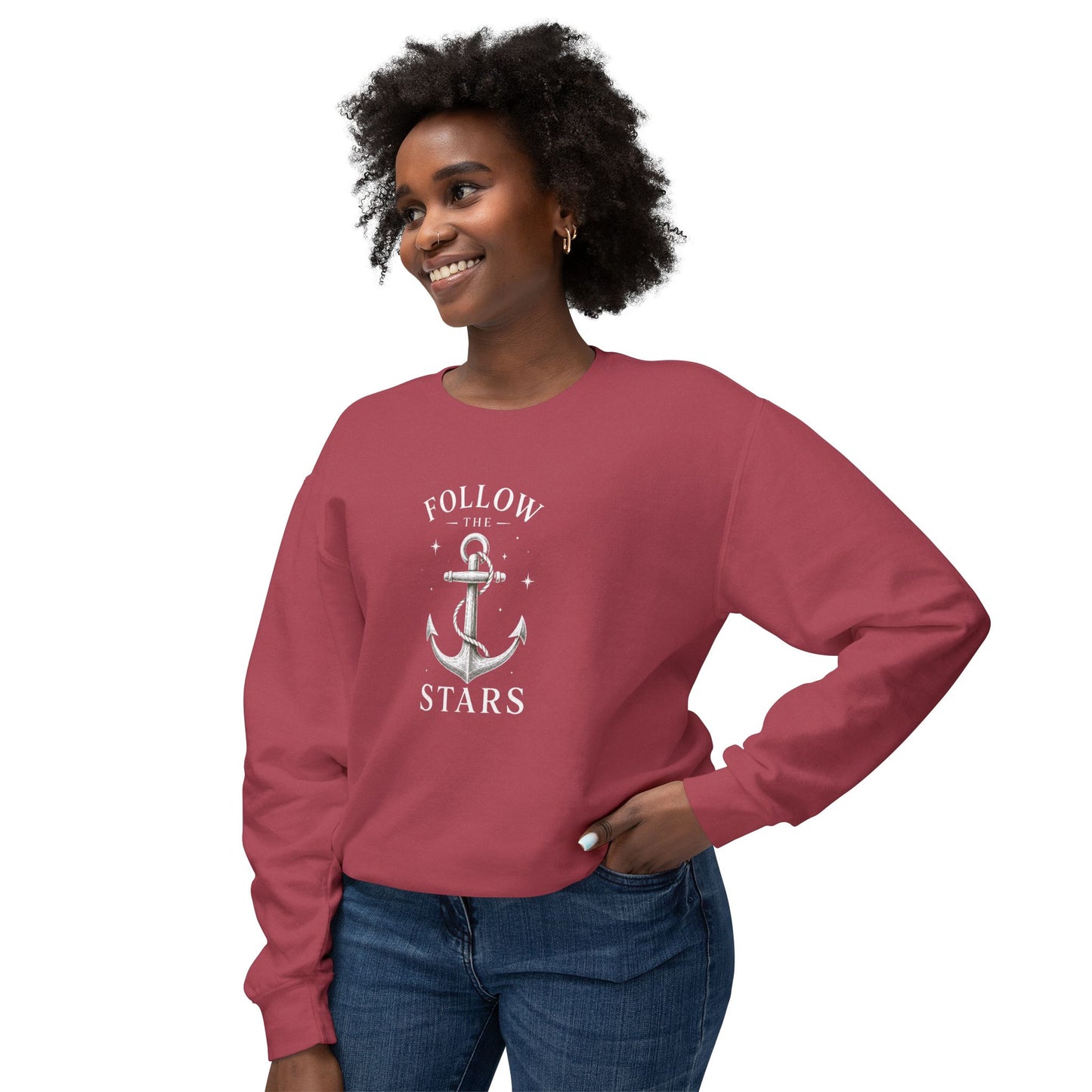 Anchor 'Follow the Stars' Crewneck Sweatshirt — Nautical Vintage Anchor Graphic