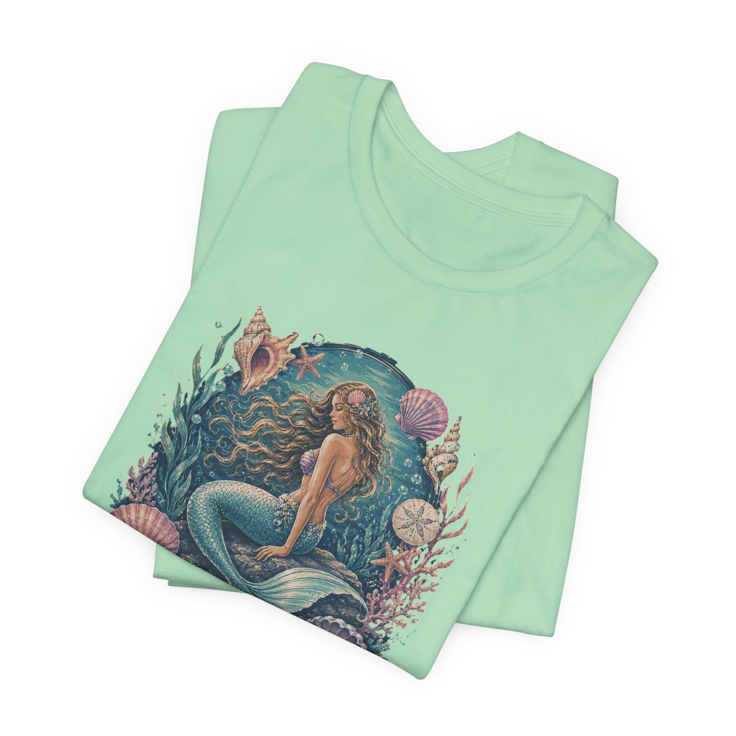 Mermaid Beach Graphic Tee - Vintage Ocean Illustration T-Shirt