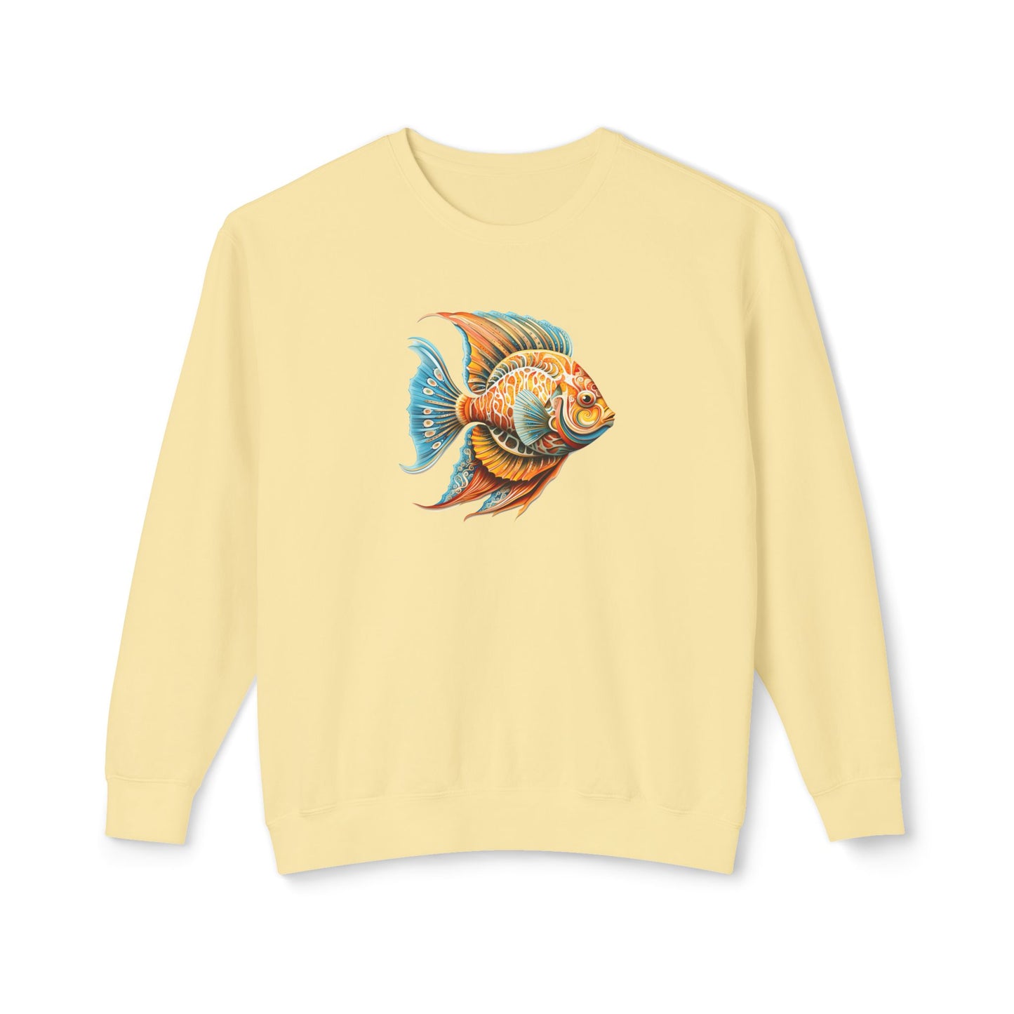 Beach Club Vibrant Fish Art Unisex Lightweight Crewneck Sweatshirt