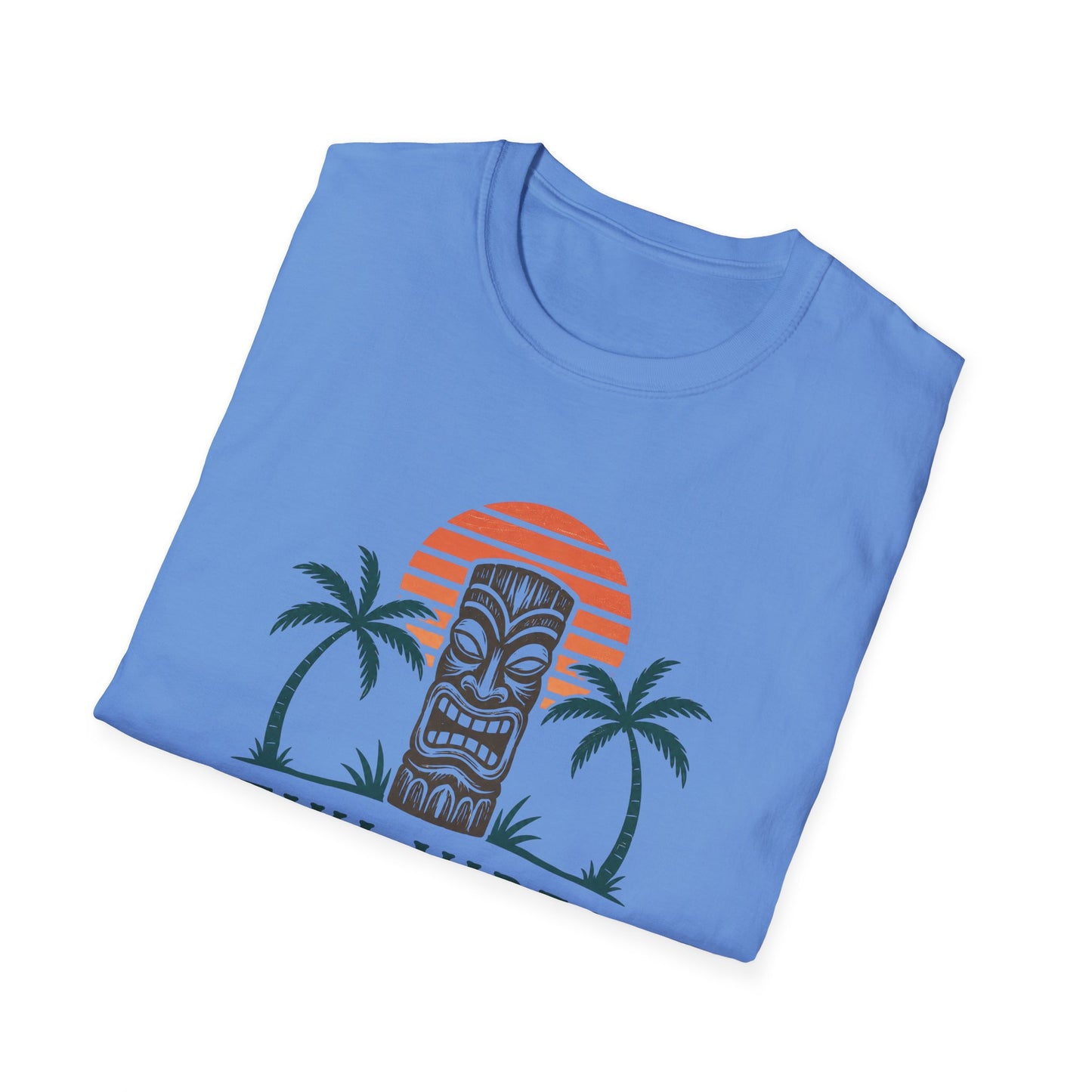 Tiki Vibes Sunset Tee (Palm Trees & Tiki Mask)