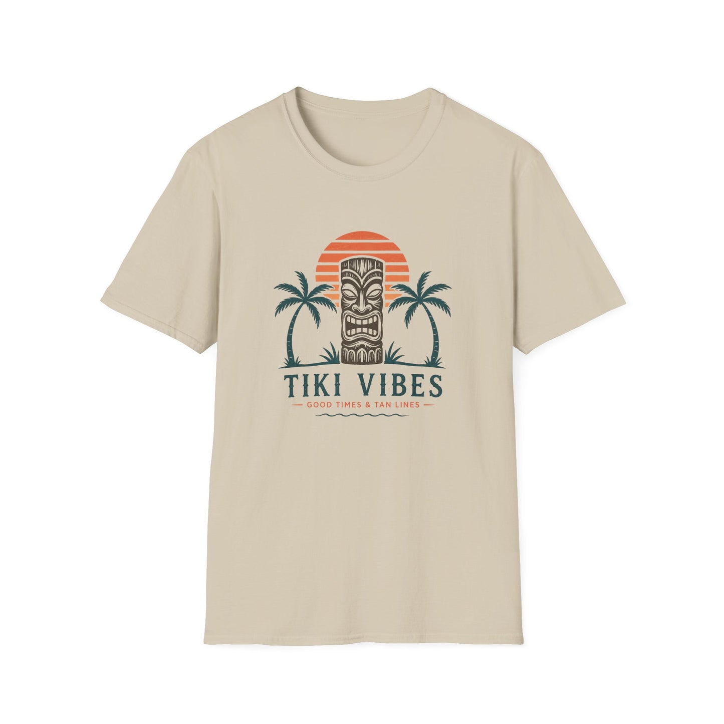 Tiki Vibes Sunset Tee (Palm Trees & Tiki Mask)