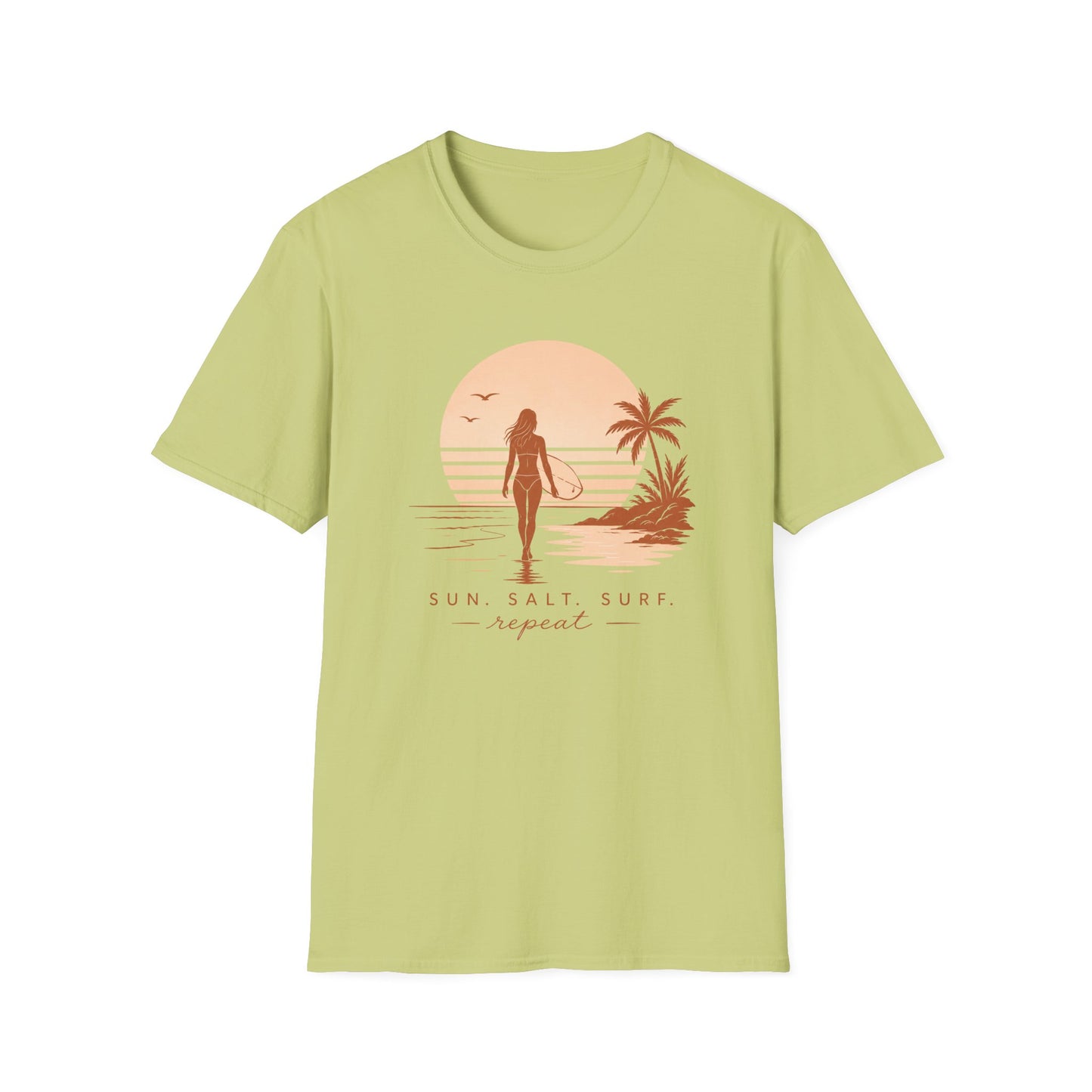 Surf Sunset T-Shirt — "Sun, Salt, Surf, Repeat" Beach Tee