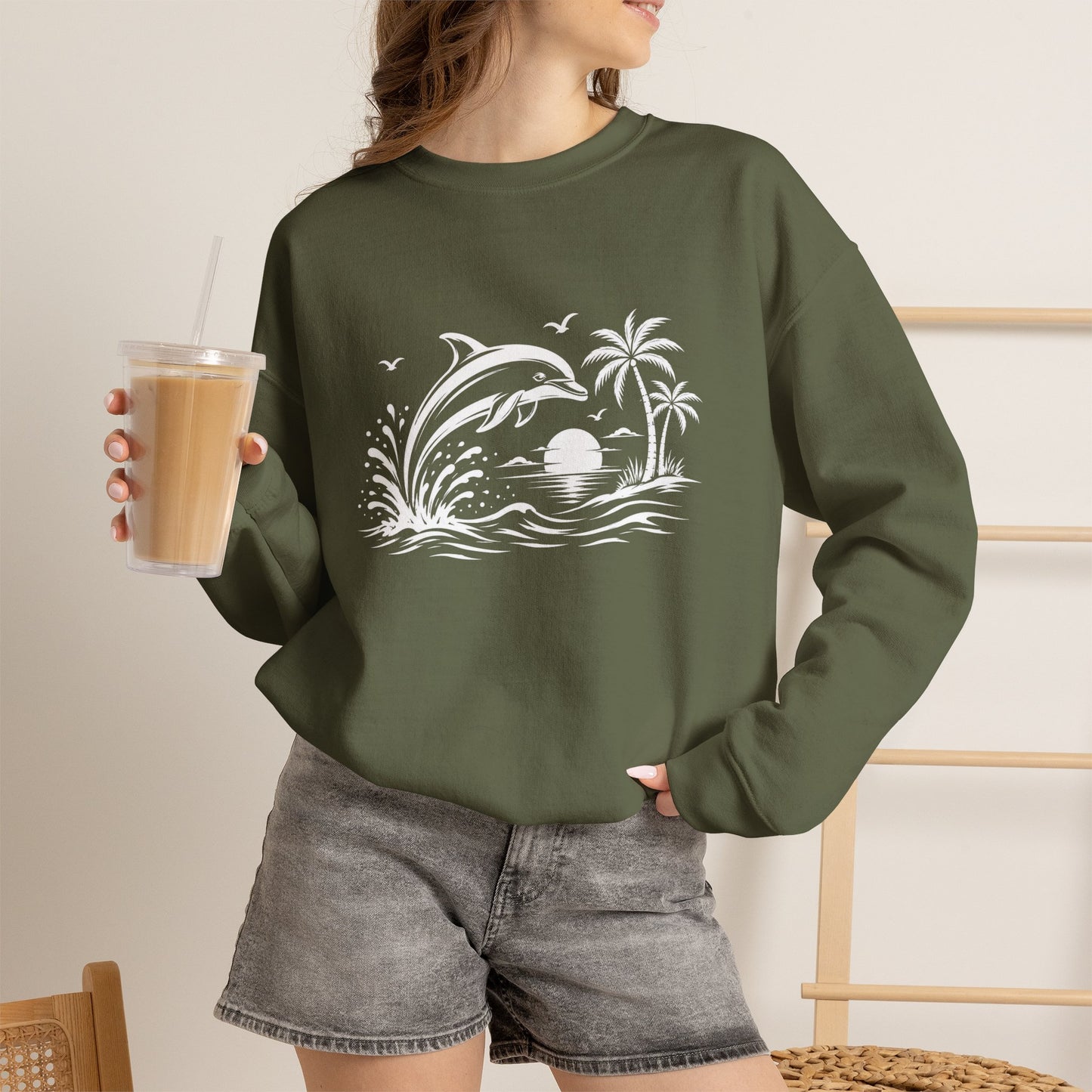 Dolphin Sunset Crewneck Sweatshirt