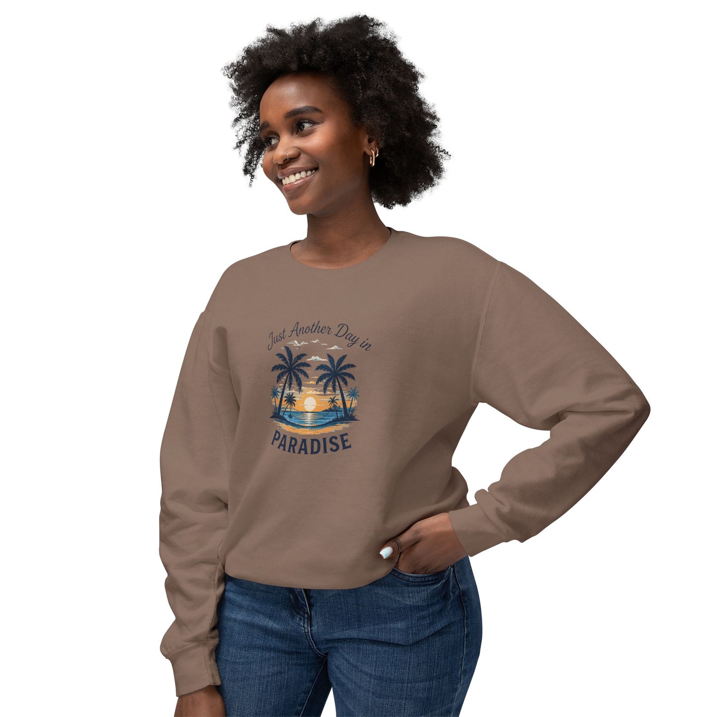 Paradise Sunset Crewneck — "Just Another Day in Paradise" Sweatshirt