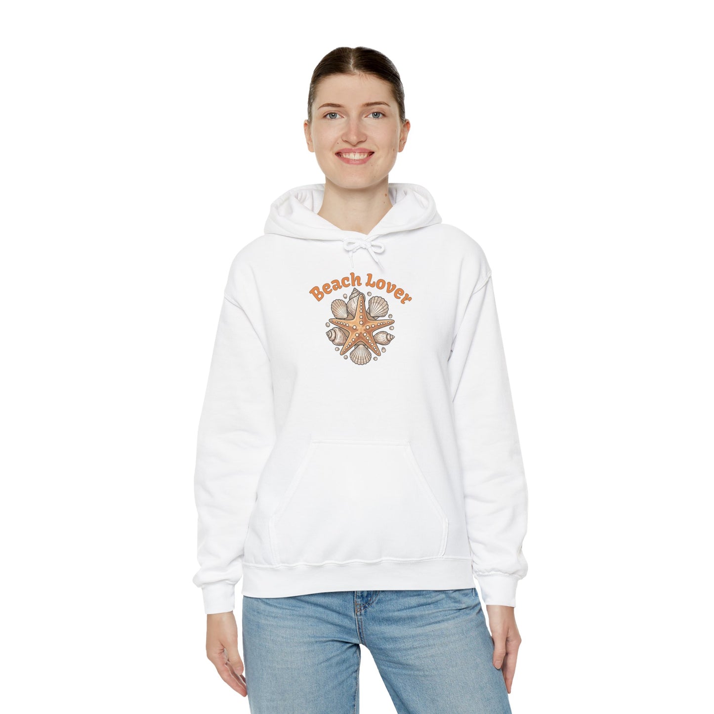 Beach Lover Starfish Hoodie — Coastal Seashell Graphic Sweatshirt