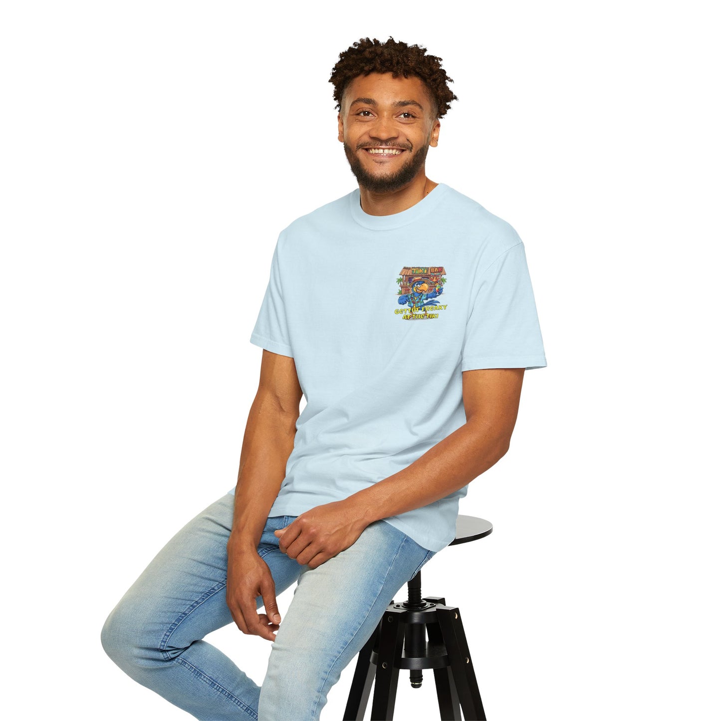 Gettin' Freaky at the Tiki Dancing Parrot Comfort Colors T-shirt