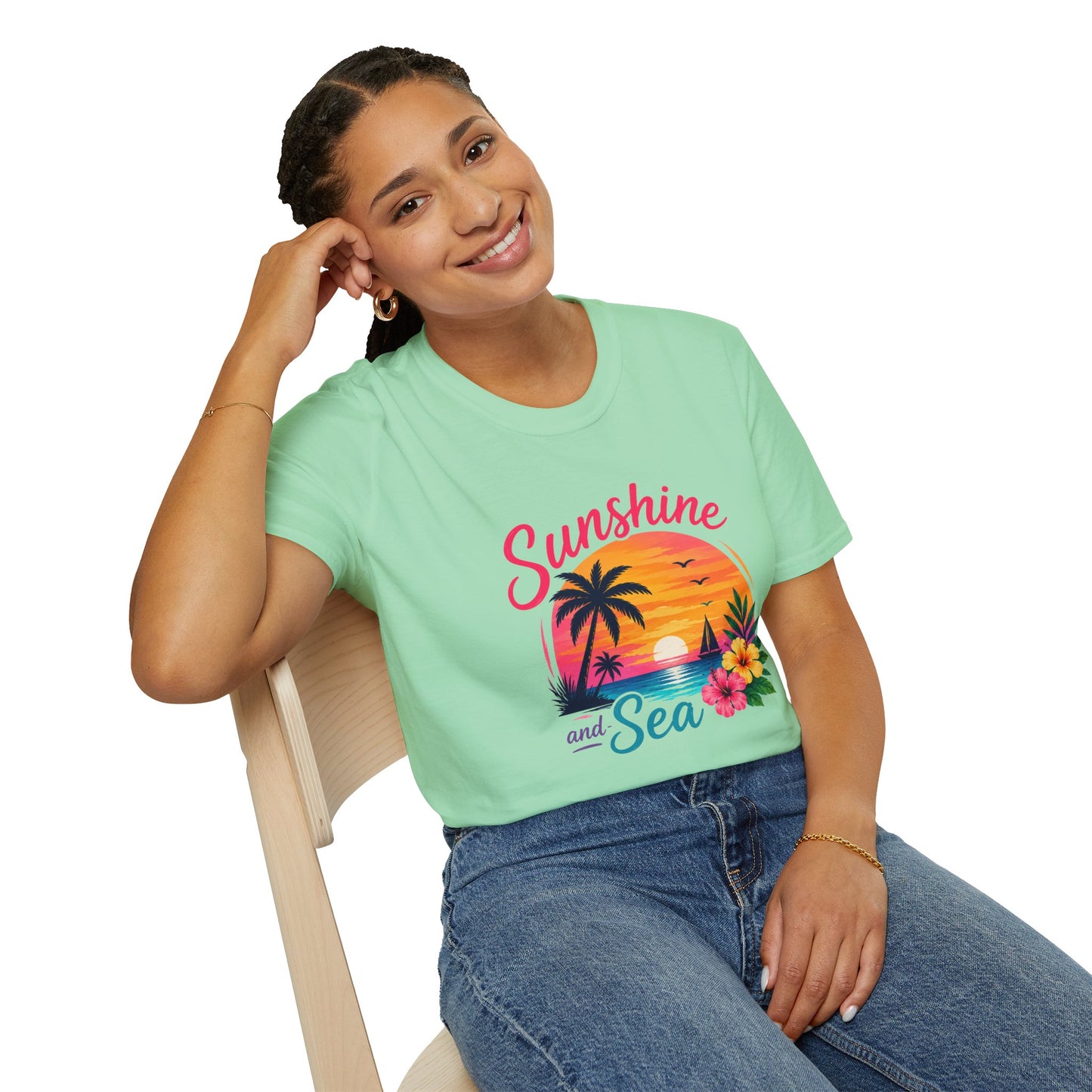 Sunshine and Sea T-Shirt — Tropical Palm Beach Sunset Tee