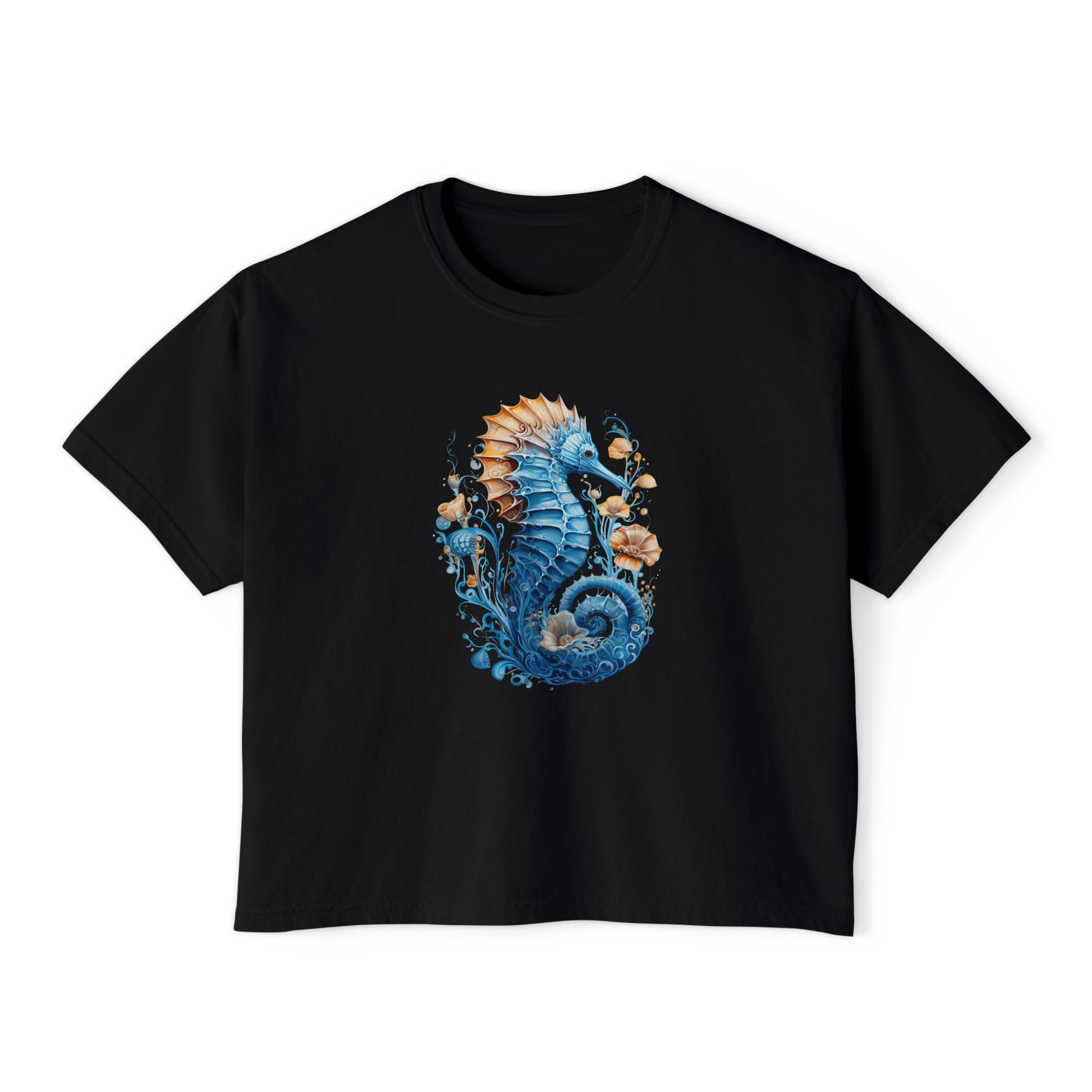Seahorse Watercolor Women's Boxy Tee at Caribbean Rays
