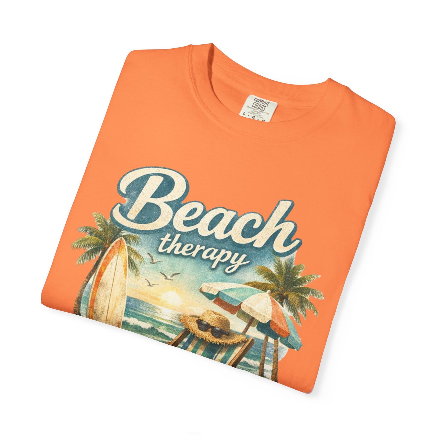 Beach Therapy T-Shirt — Vintage Surf Chair & Palm Graphic