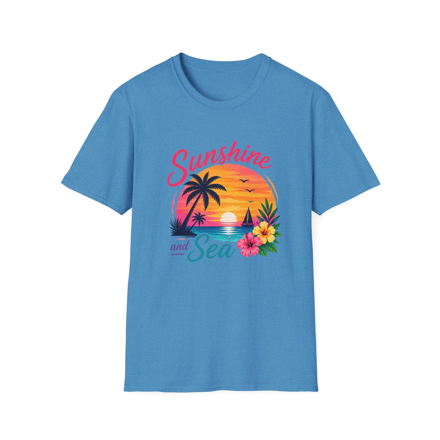 Sunshine and Sea T-Shirt — Tropical Palm Beach Sunset Tee