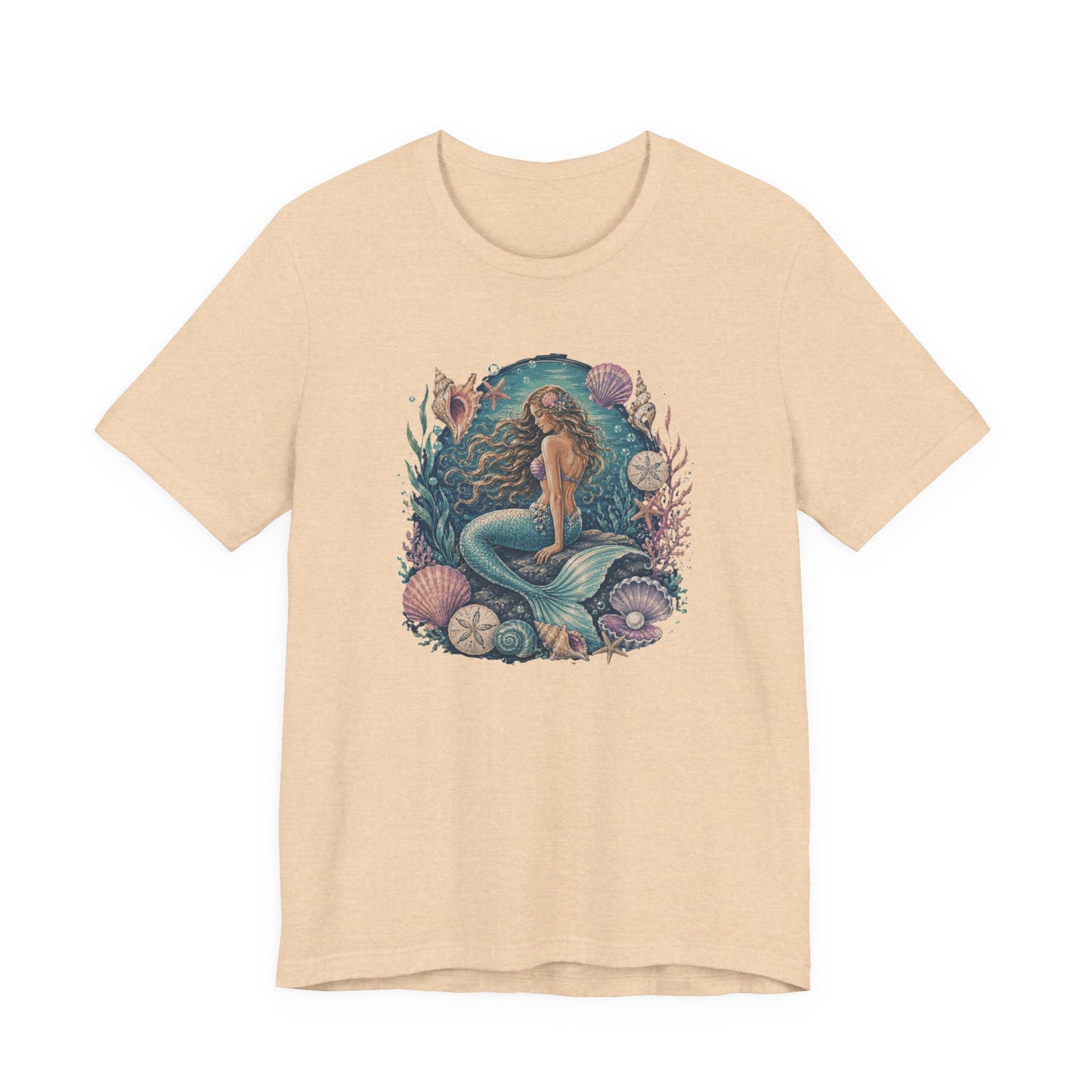 Mermaid Beach Graphic Tee - Vintage Ocean Illustration T-Shirt