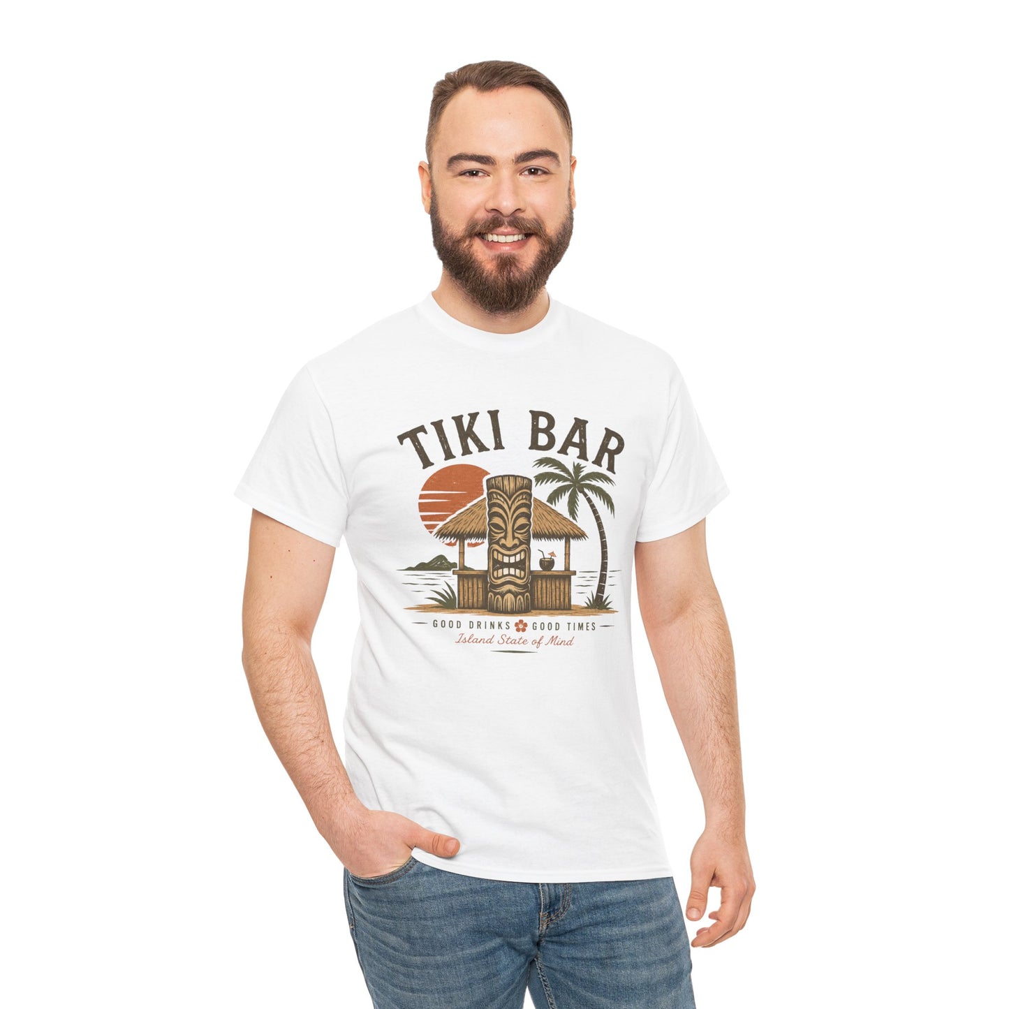 Tiki Bar Vintage Sunset Tee — Tropical Luau Beach Shirt