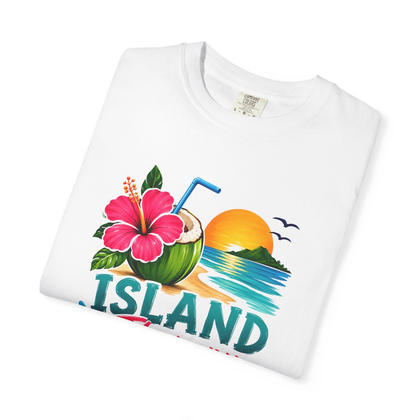 Island Therapy T‑Shirt — Tropical Sunset Coconut Drink Beach Tee
