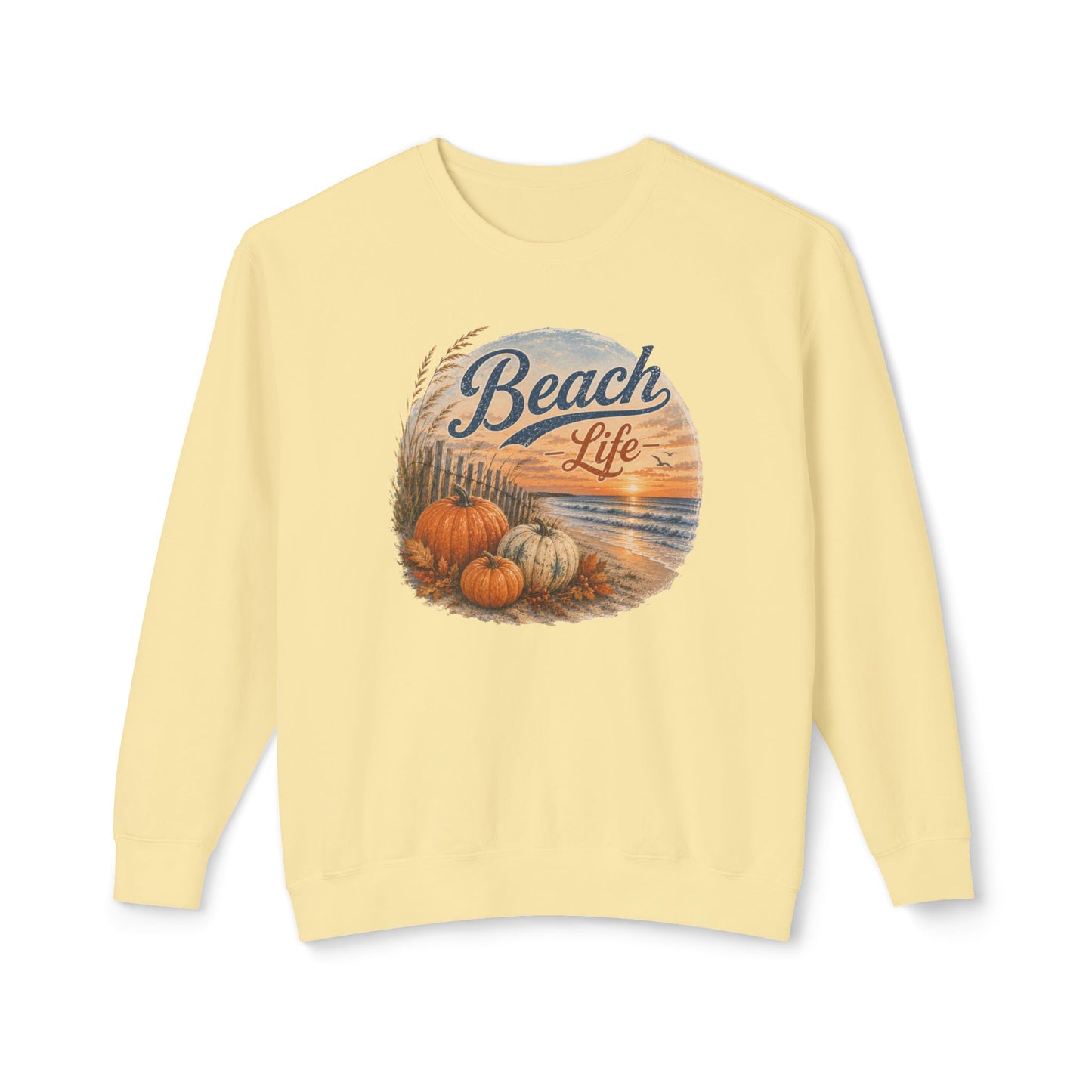 Beach Life Fall Pumpkin Lightweight Crewneck Sweatshirt