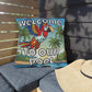 Welcome To Our Pool Outdoor Pillow — Tropical Parrot Poolside Decorative Cushion