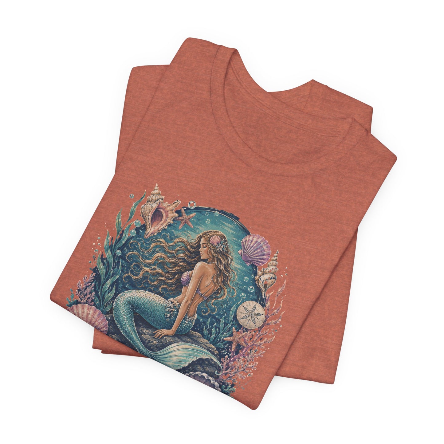 Mermaid Beach Graphic Tee - Vintage Ocean Illustration T-Shirt