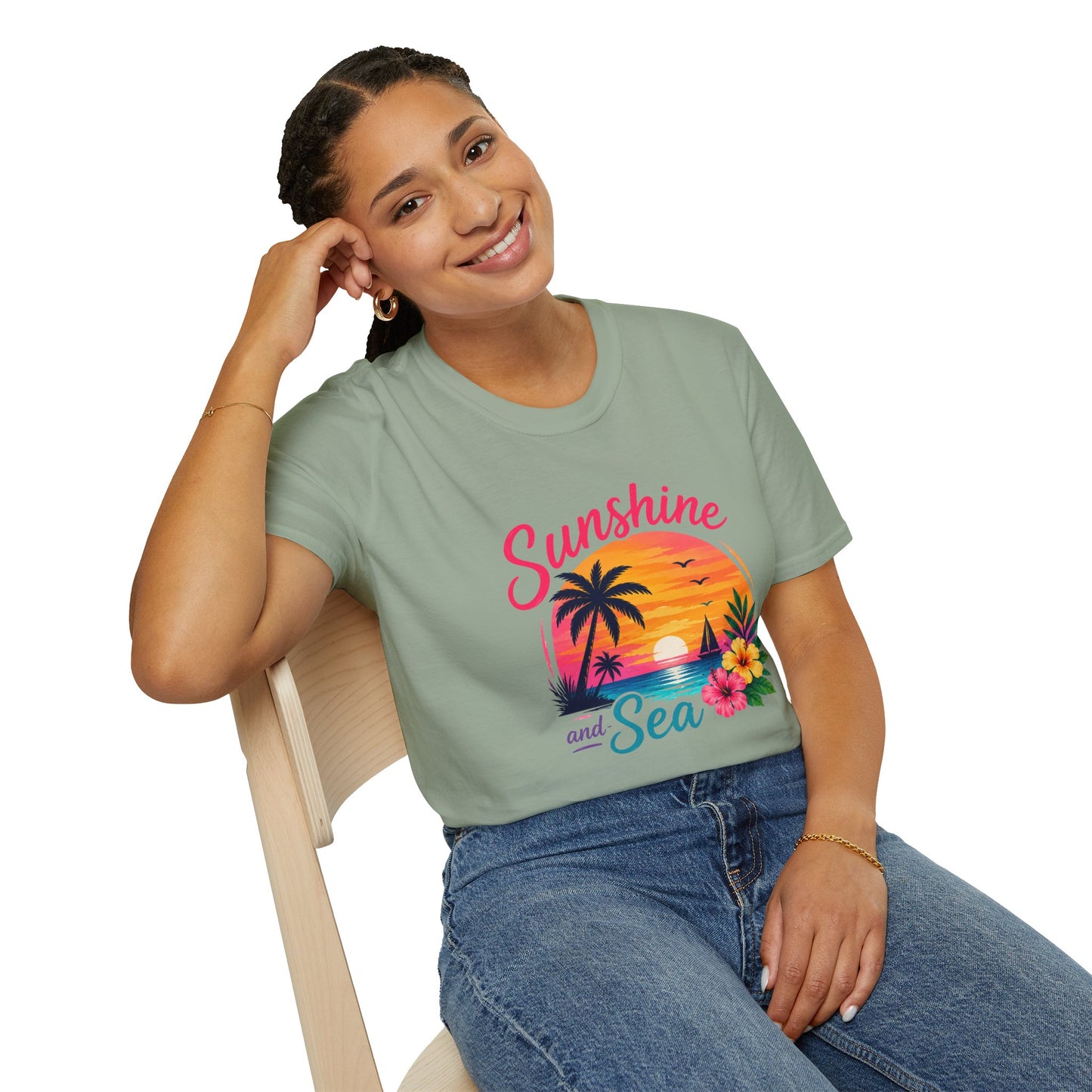 Sunshine and Sea T-Shirt — Tropical Palm Beach Sunset Tee
