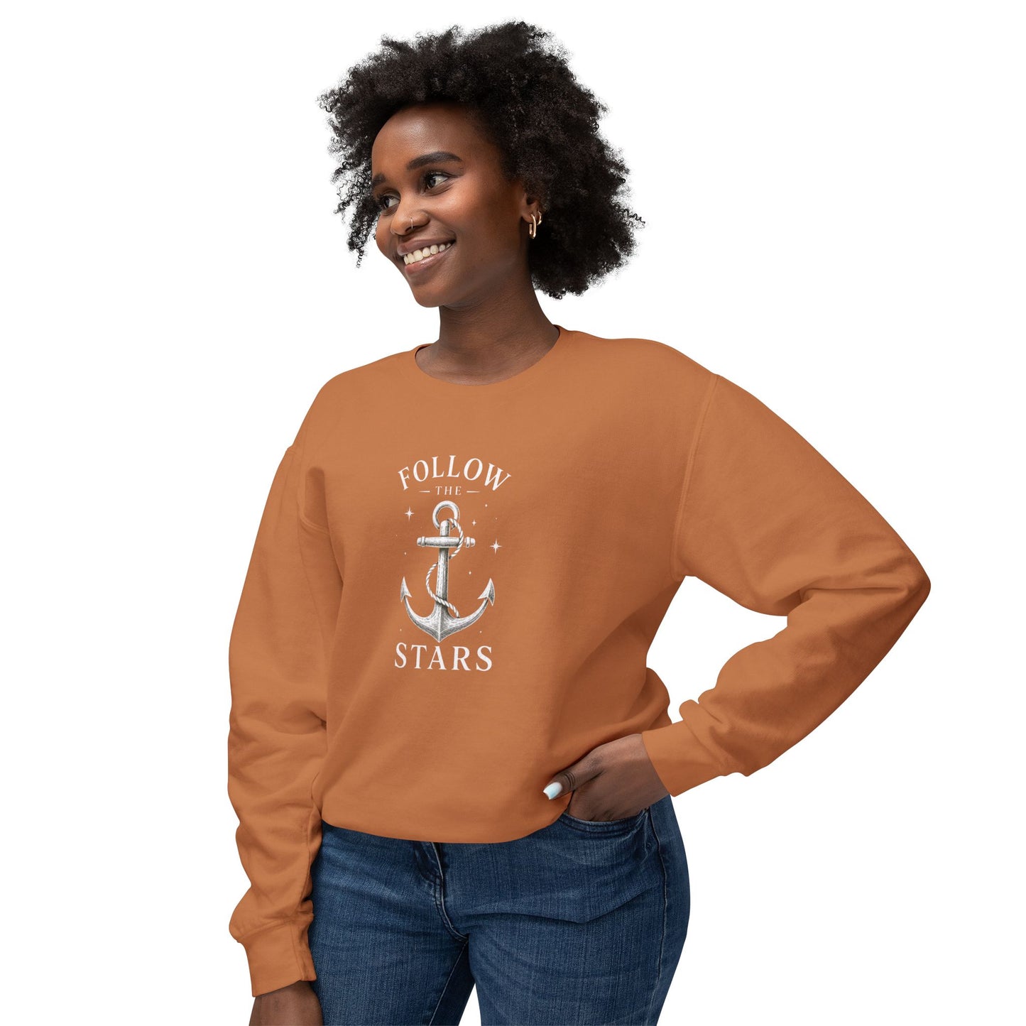 Anchor 'Follow the Stars' Crewneck Sweatshirt — Nautical Vintage Anchor Graphic