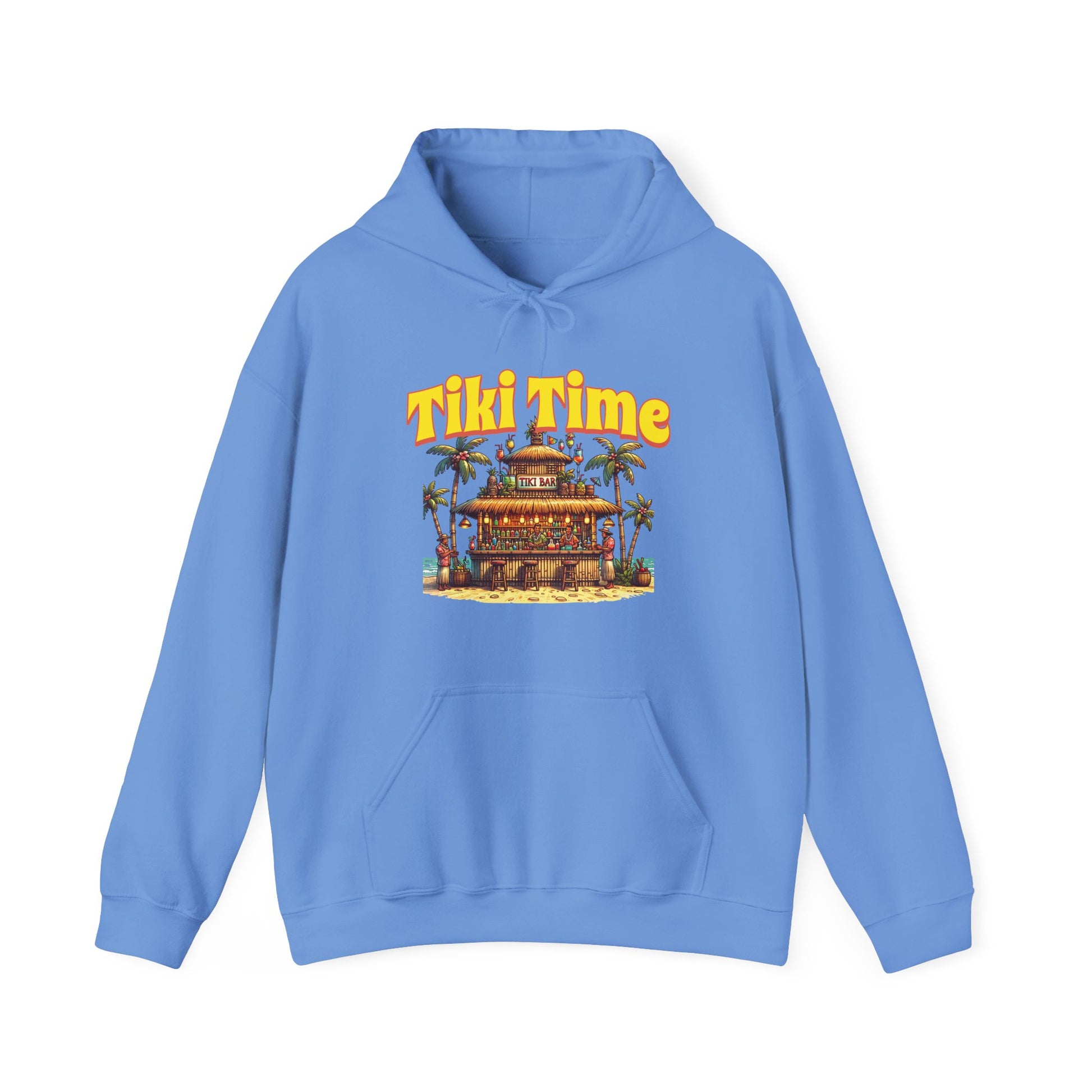 Tiki Time Unisex Hooded Sweatshirt - Tropical Vibes for Vacation Lovers - Caribbean Rays