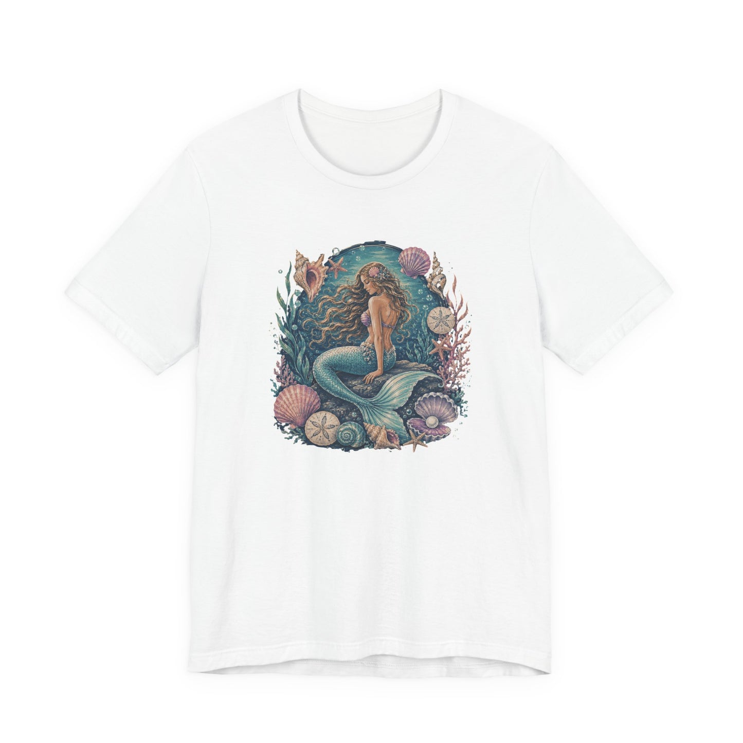Mermaid Beach Graphic Tee - Vintage Ocean Illustration T-Shirt