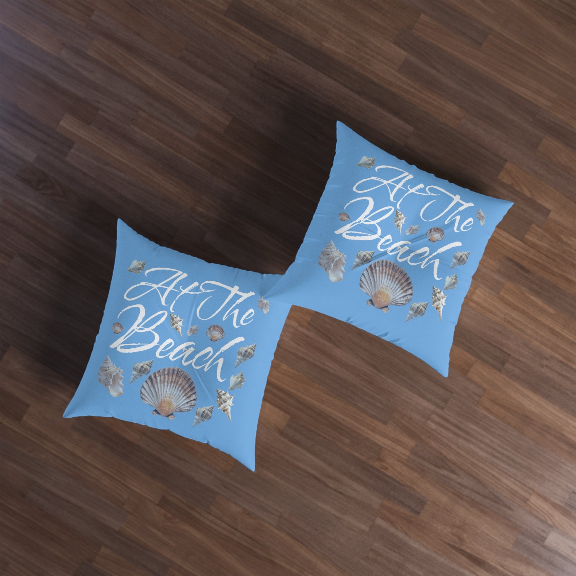 At The Beach Tufted Floor Pillow, Square on Caribbean Rays