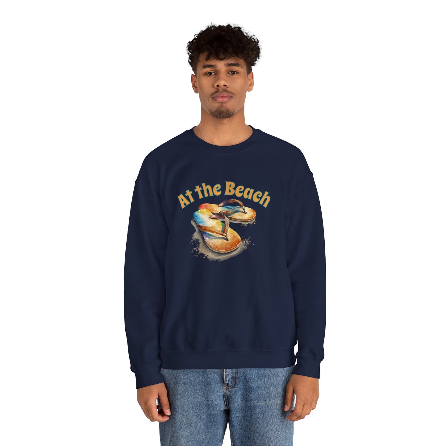 At the Beach Flip Flop Unisex Sweatshirt - "At the Beach" Flip Flop Design